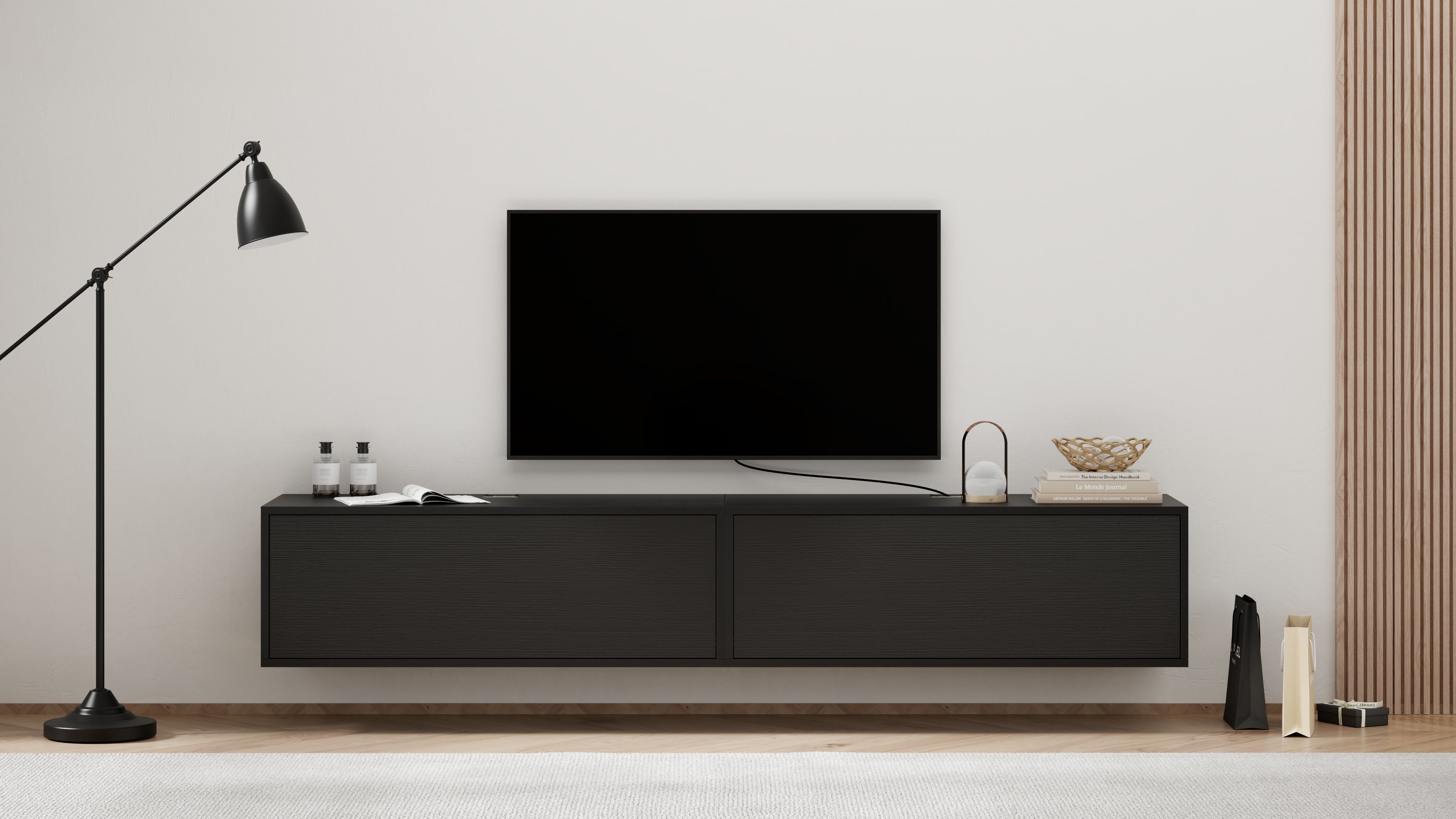Ensemble Mural Iacopo 1, Frêne Noir, 208x42x36 cm - Set image 1