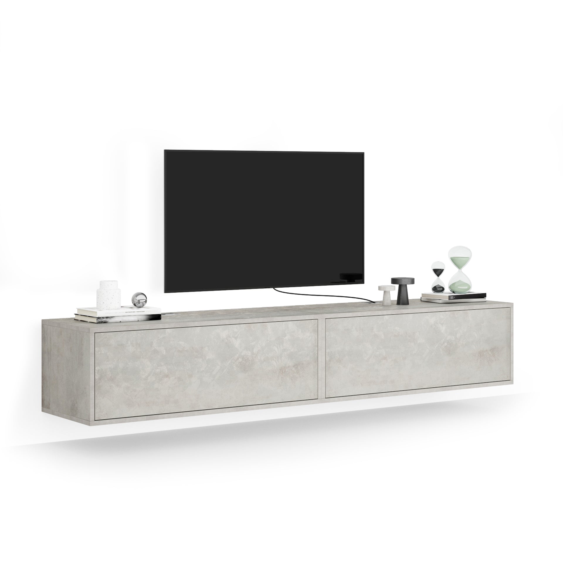 Iacopo Living Room Wall Unit 1, Concrete Effect, Grey, 81.9x16.5x14.2 in