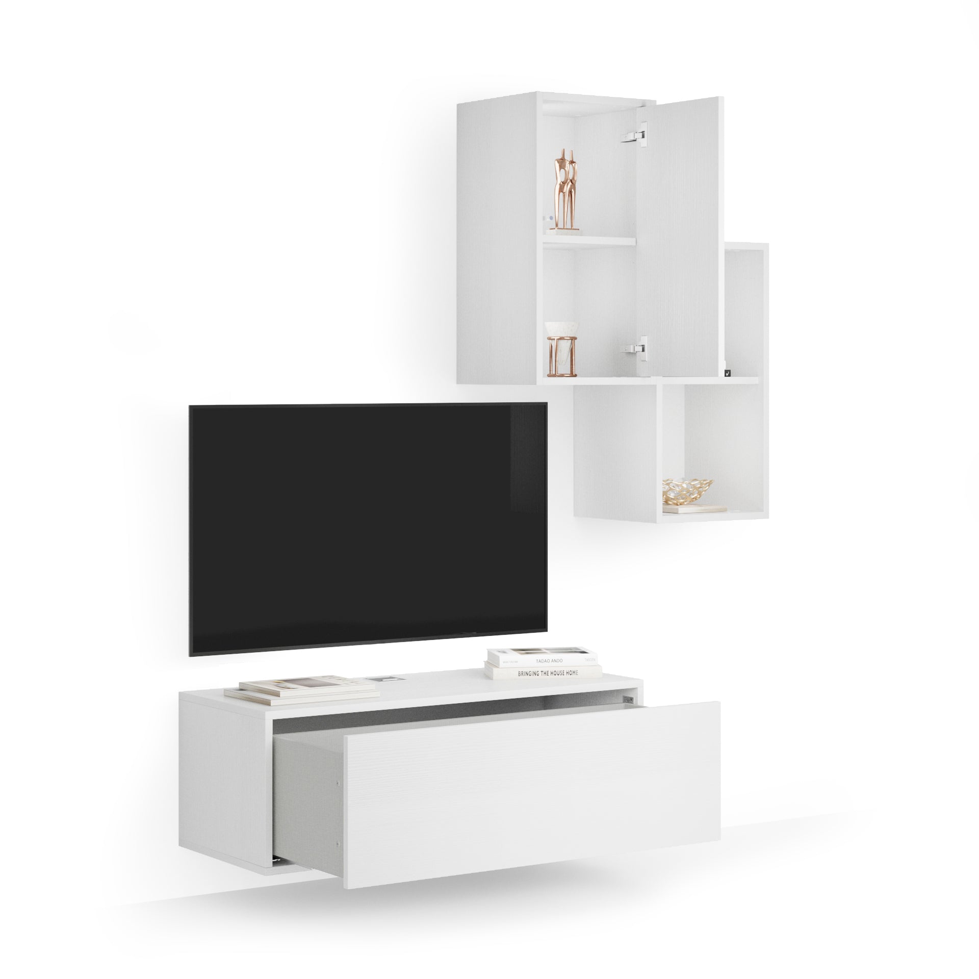 Composición de pared Iacopo para salón 2, color fresno blanco