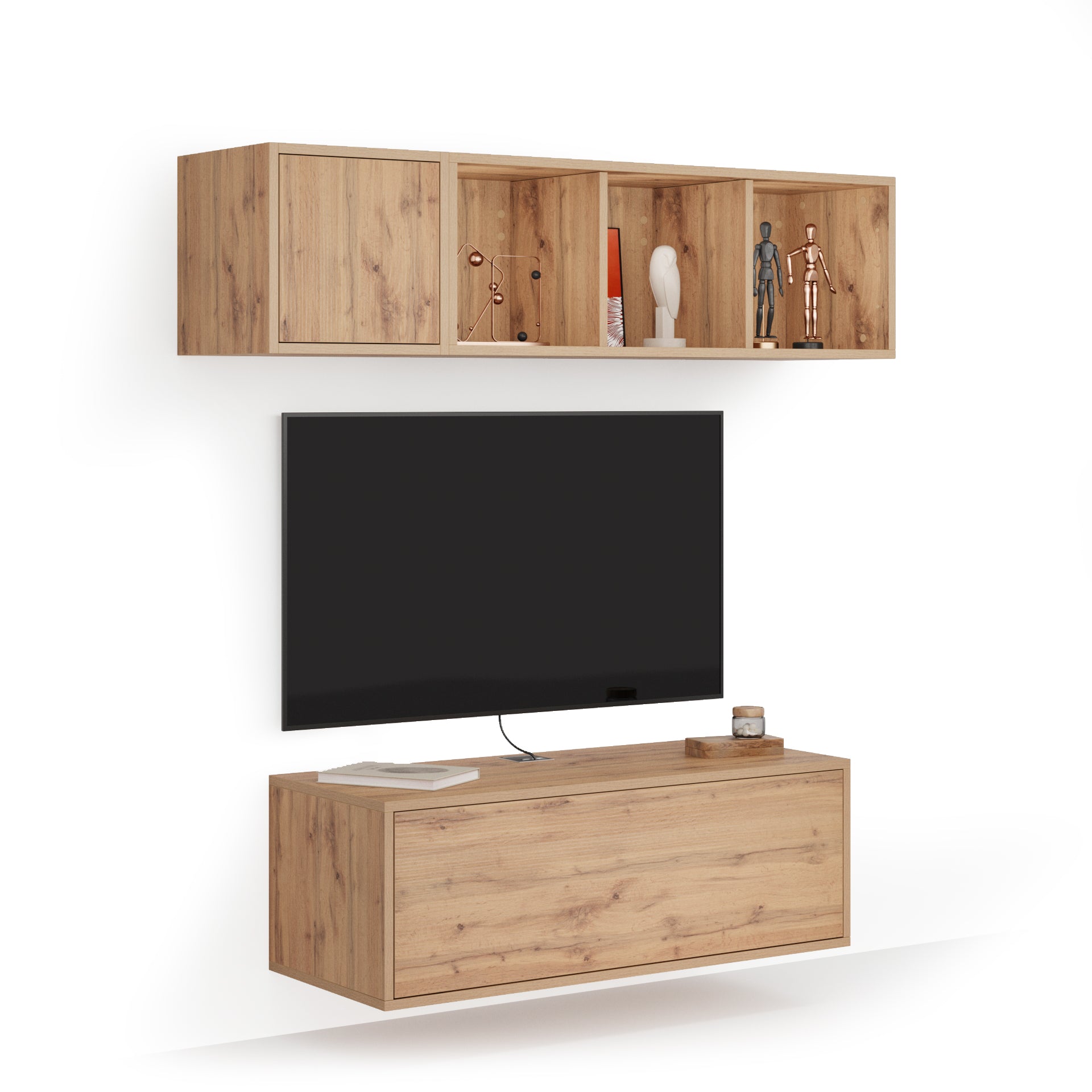 Wohnzimmerwand Iacopo 3, Rustikale Eiche, 140x42x150 cm