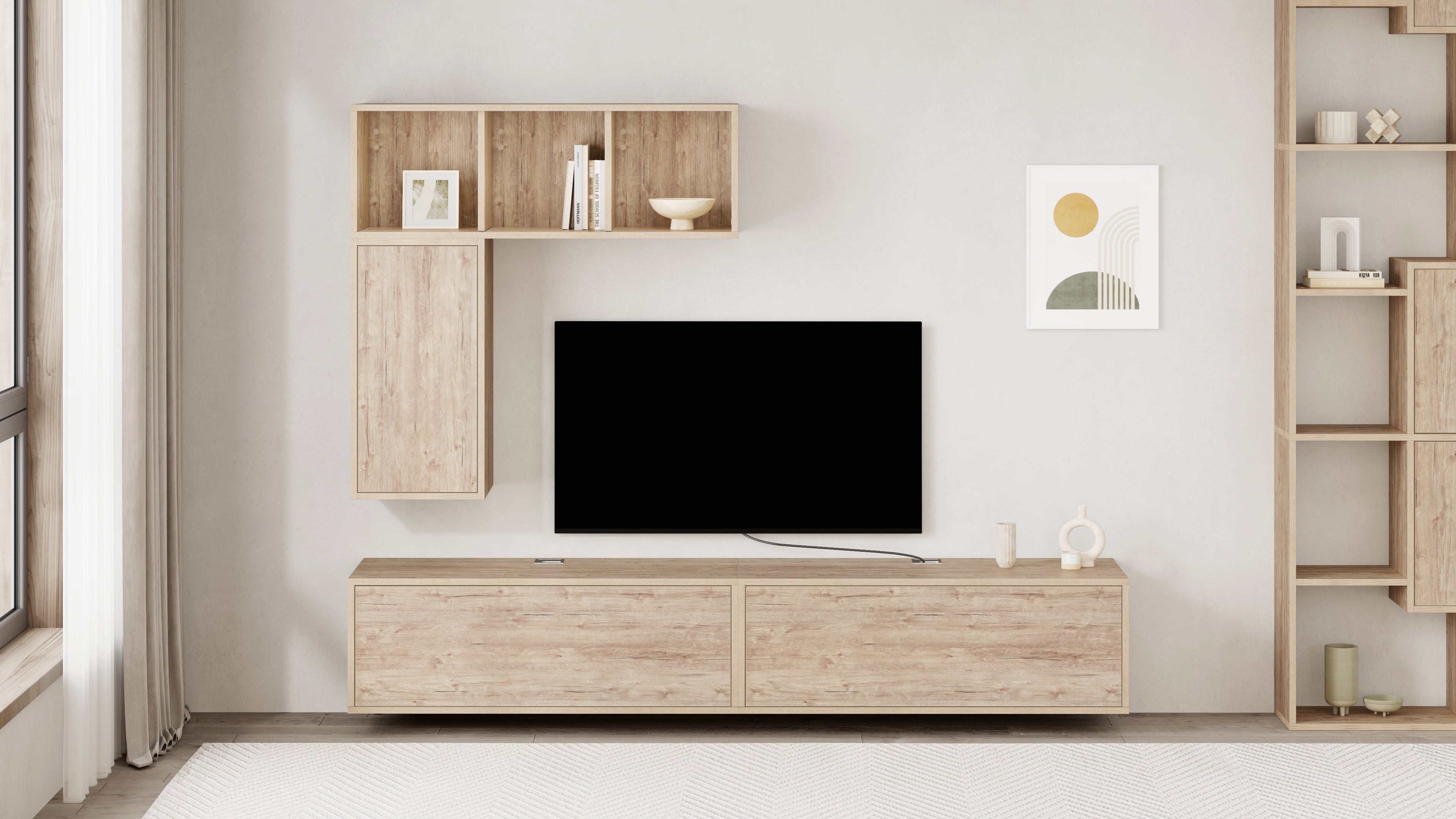 Wohnzimmerwand Iacopo 5, Eiche, 208x42x160 cm - Set image 1