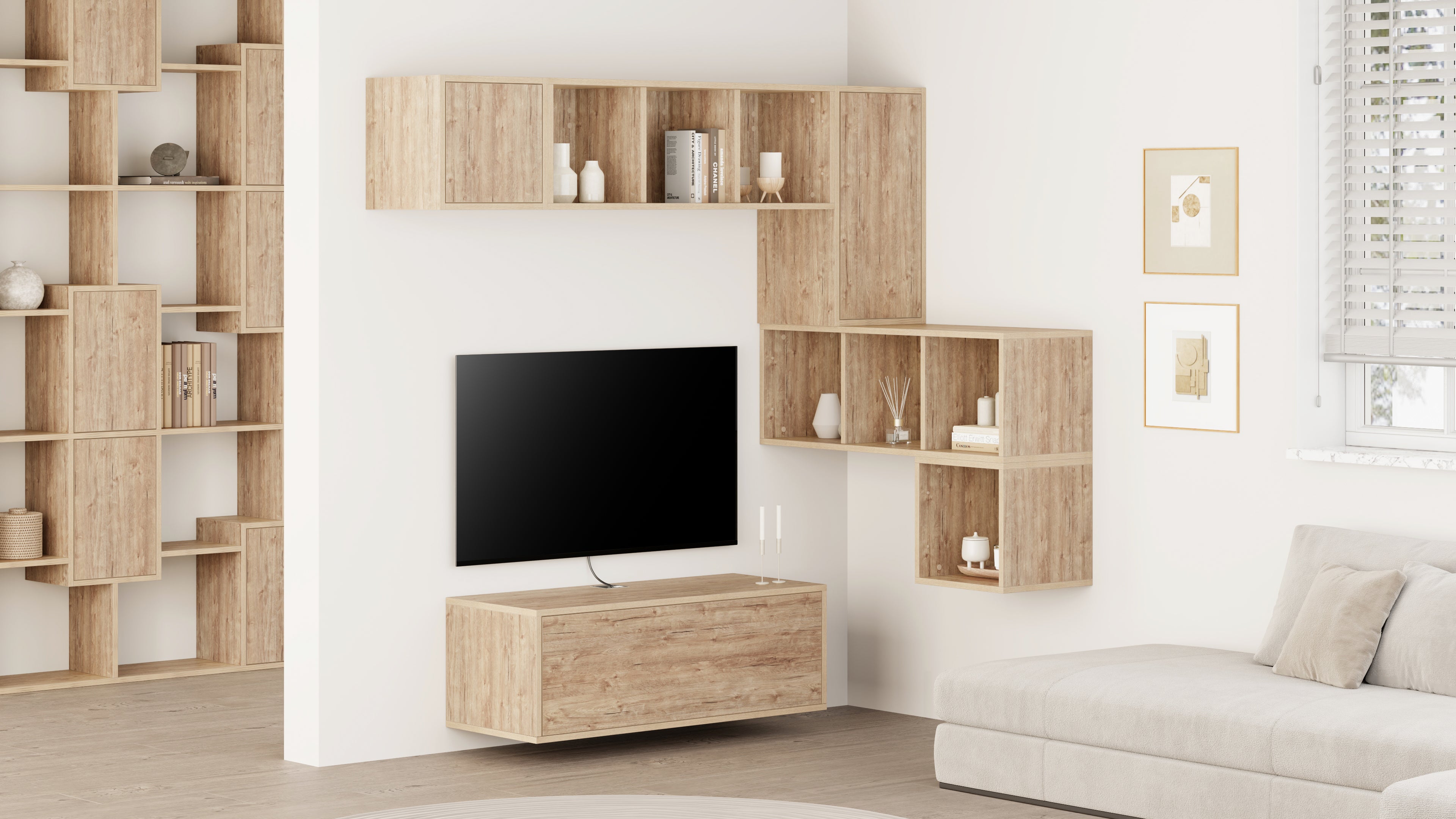 Wohnzimmerwand Iacopo 8, Eiche, 280x42x188 cm - Set image 1