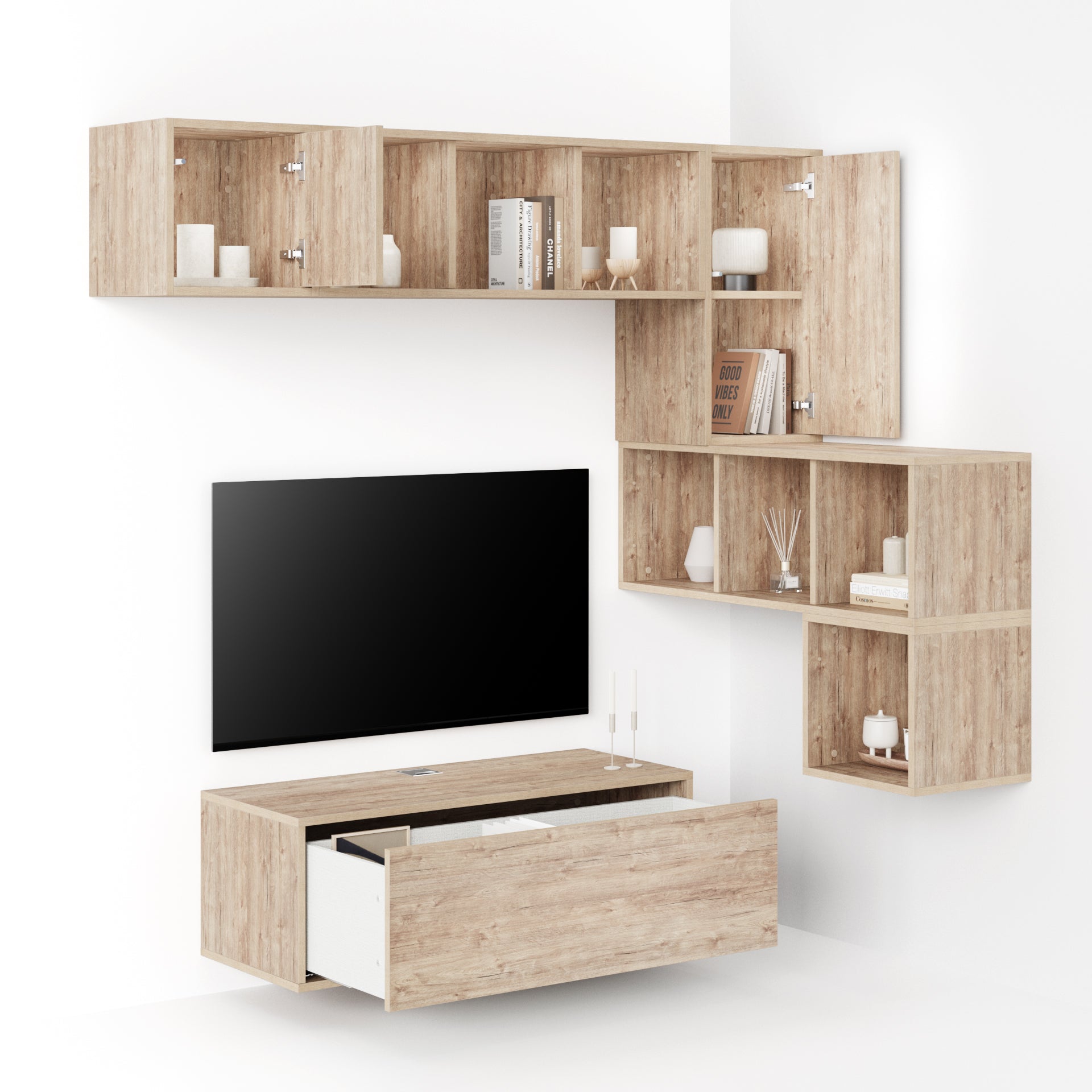 Wohnzimmerwand Iacopo 8, Eiche, 280x42x188 cm