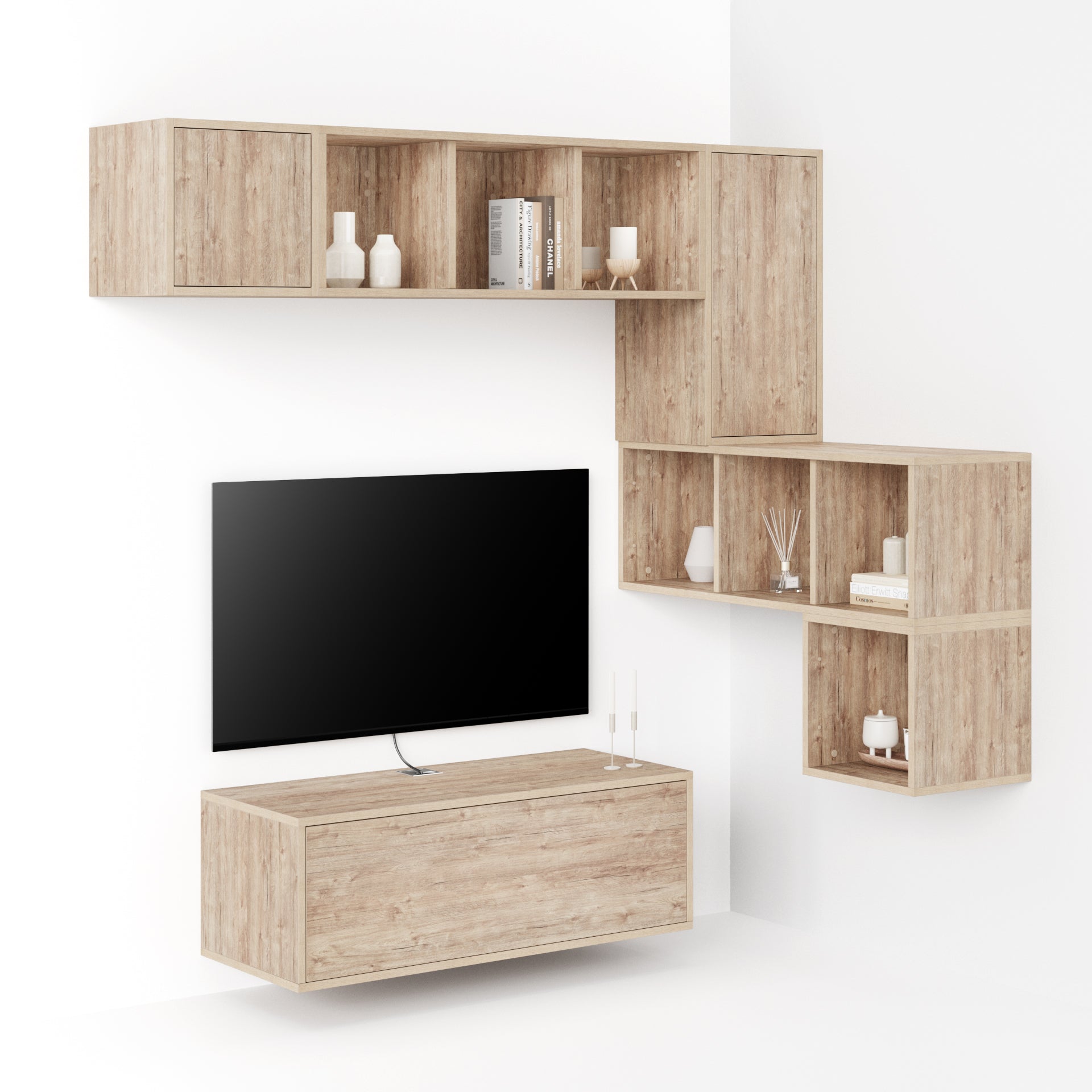 Wohnzimmerwand Iacopo 8, Eiche, 280x42x188 cm - Main image