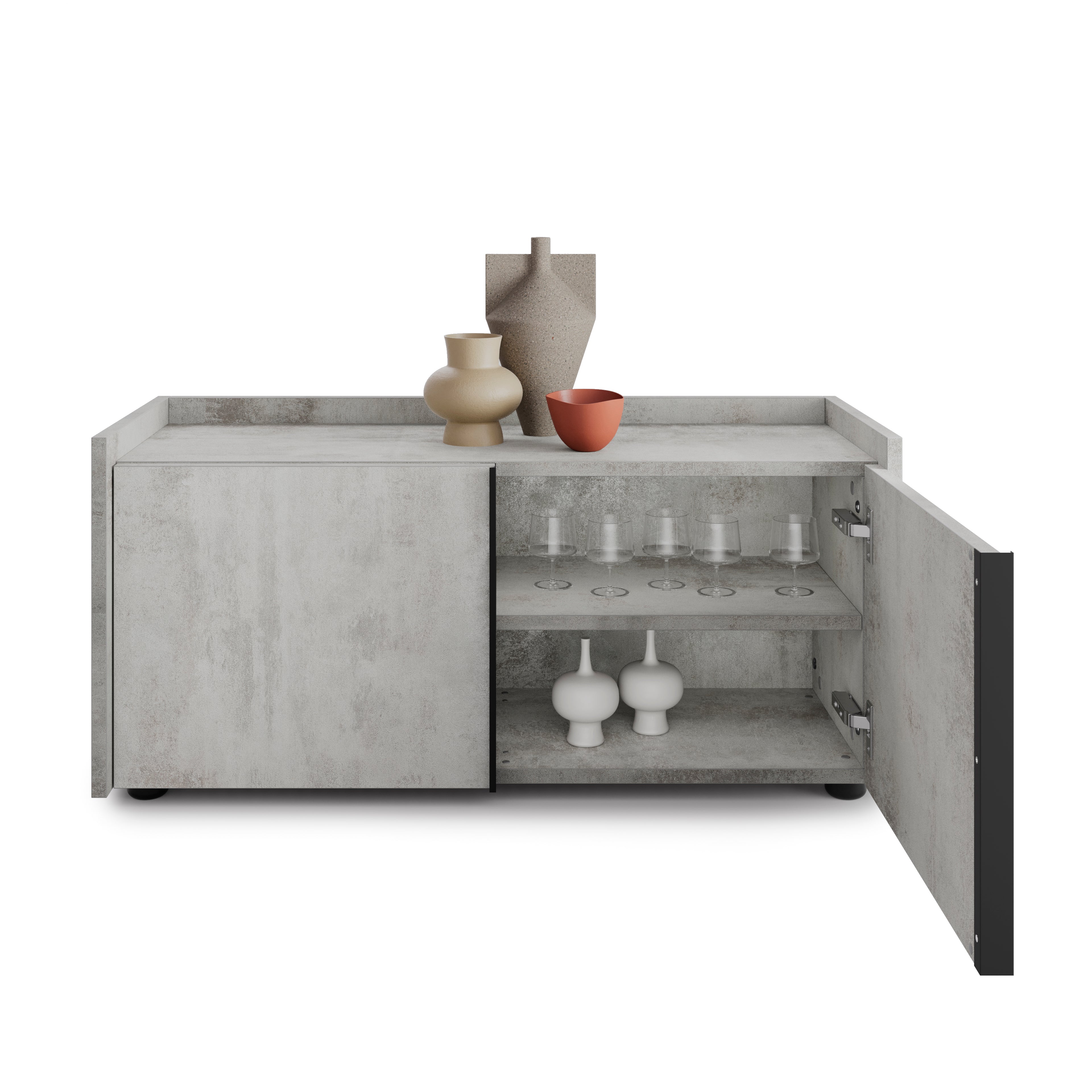 Lowboard Romina (93,6x36x44 cm), 2 Türen, Grauer Beton - Detail image 1