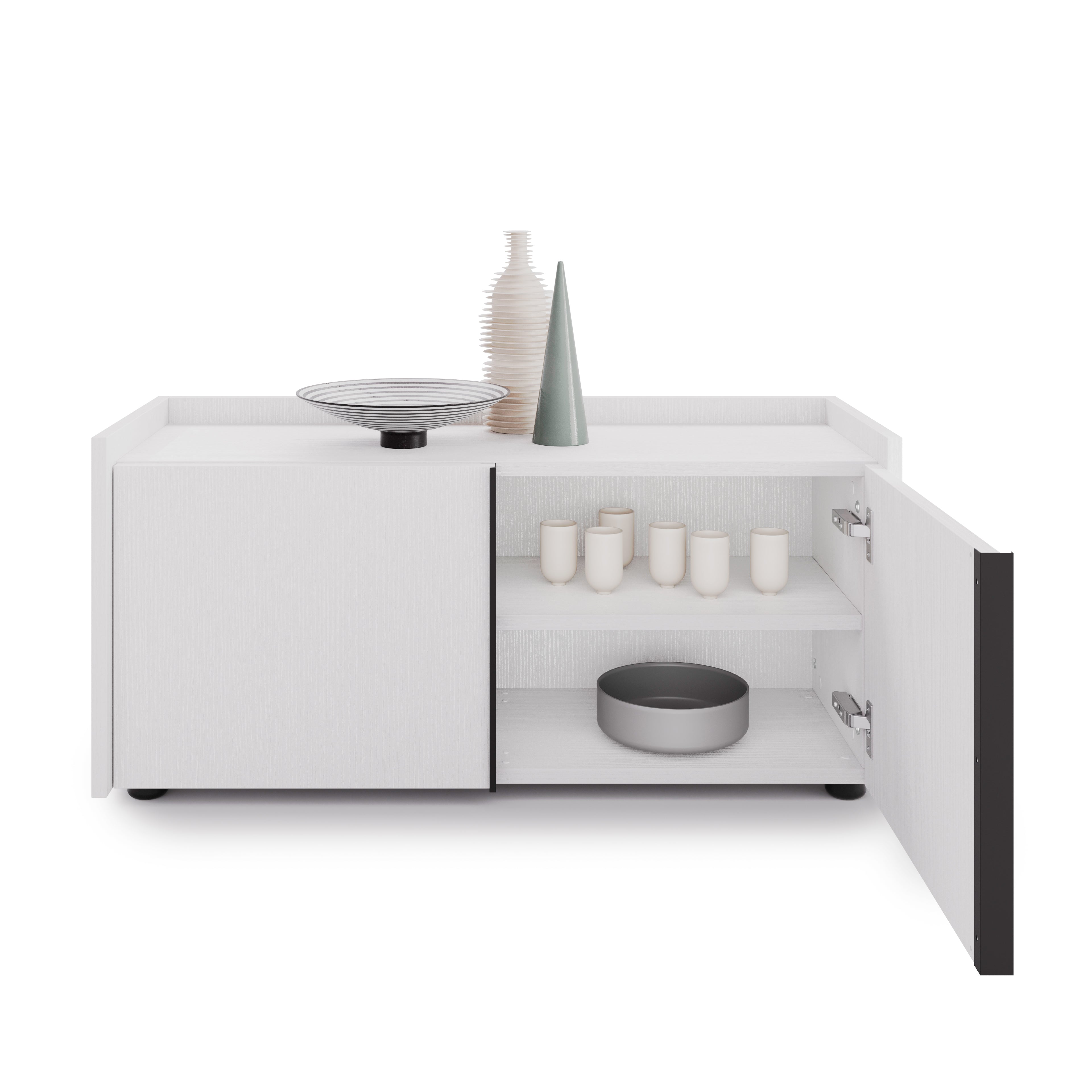 Romina Lage Kast (93.6x36x44 cm), 2 Deuren, Wit Essen