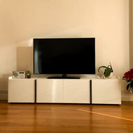 Romina Lage Kast (183.6x36x44 cm), 4 Deuren, Wit Essen