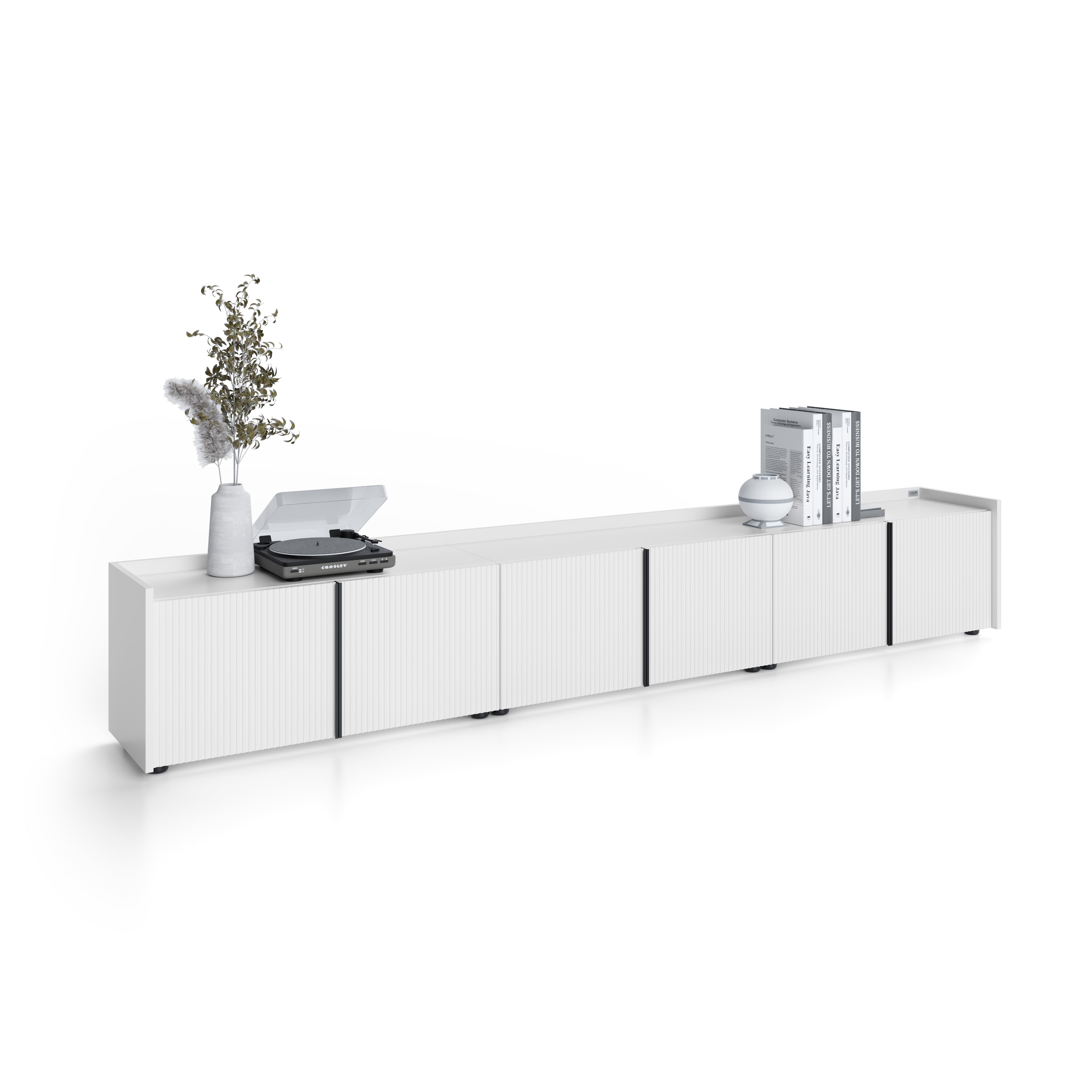 Niedriges gerilltes Sideboard Romina (273,6x36x44 cm), 6 Türen, Weiß Matt - Detail image 2