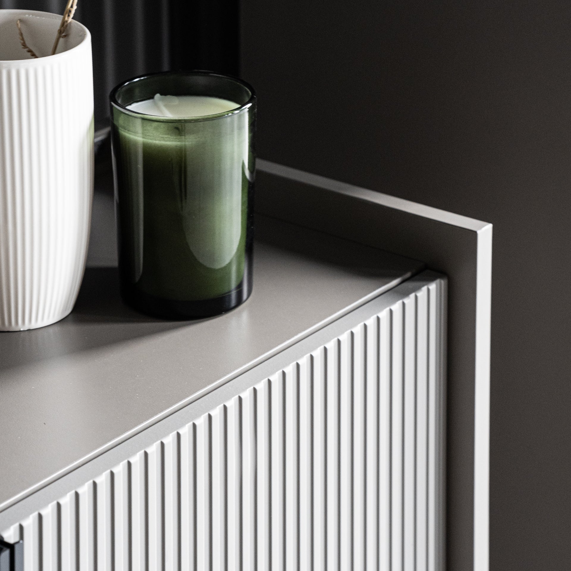 Niedriges gerilltes Sideboard Romina (93,6x36x70 cm), 2 Türen, Kobaltgrau - Set image 3