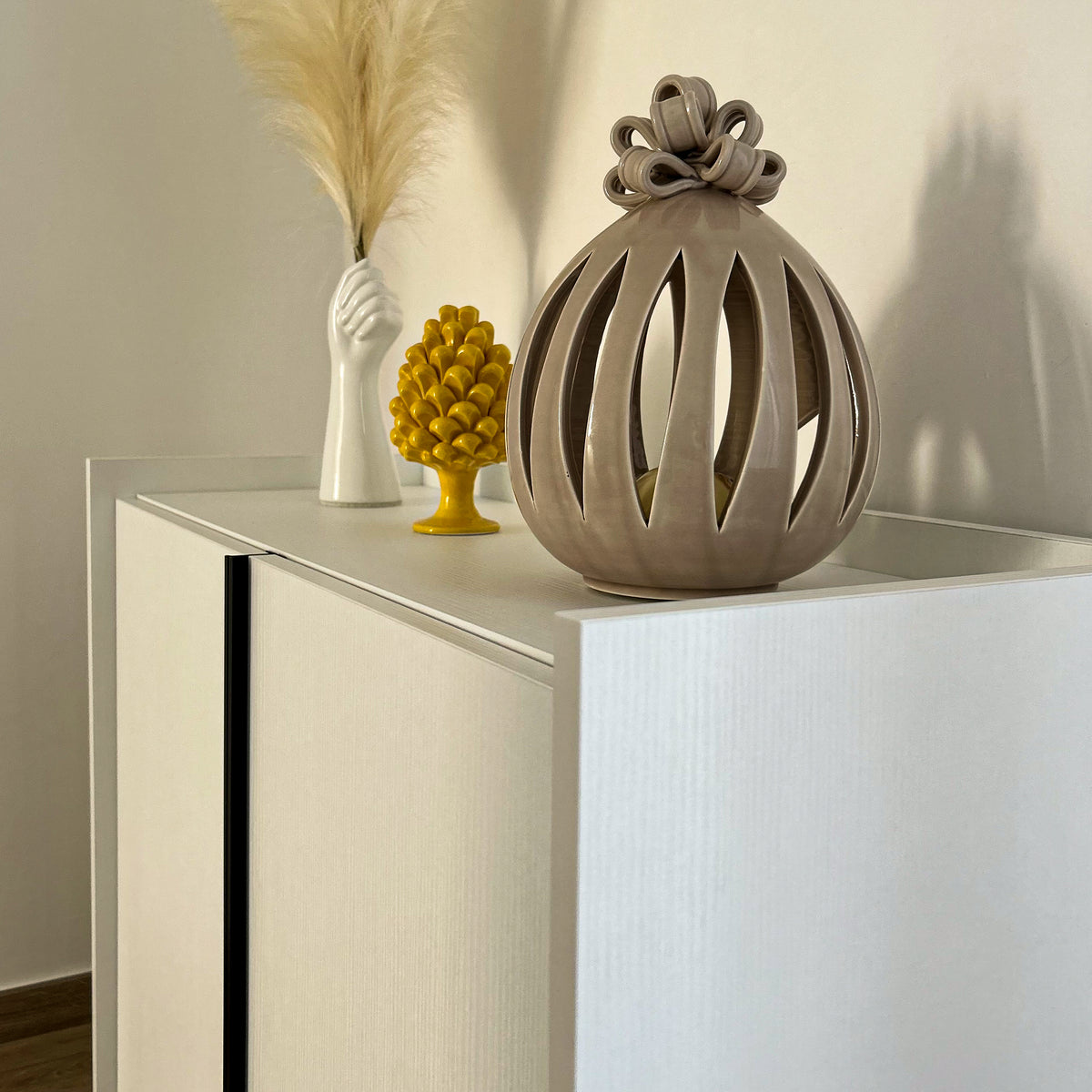 Romina Low Sideboard (36.85x14.17x27.55 in), 2 Doors, Ashwood White