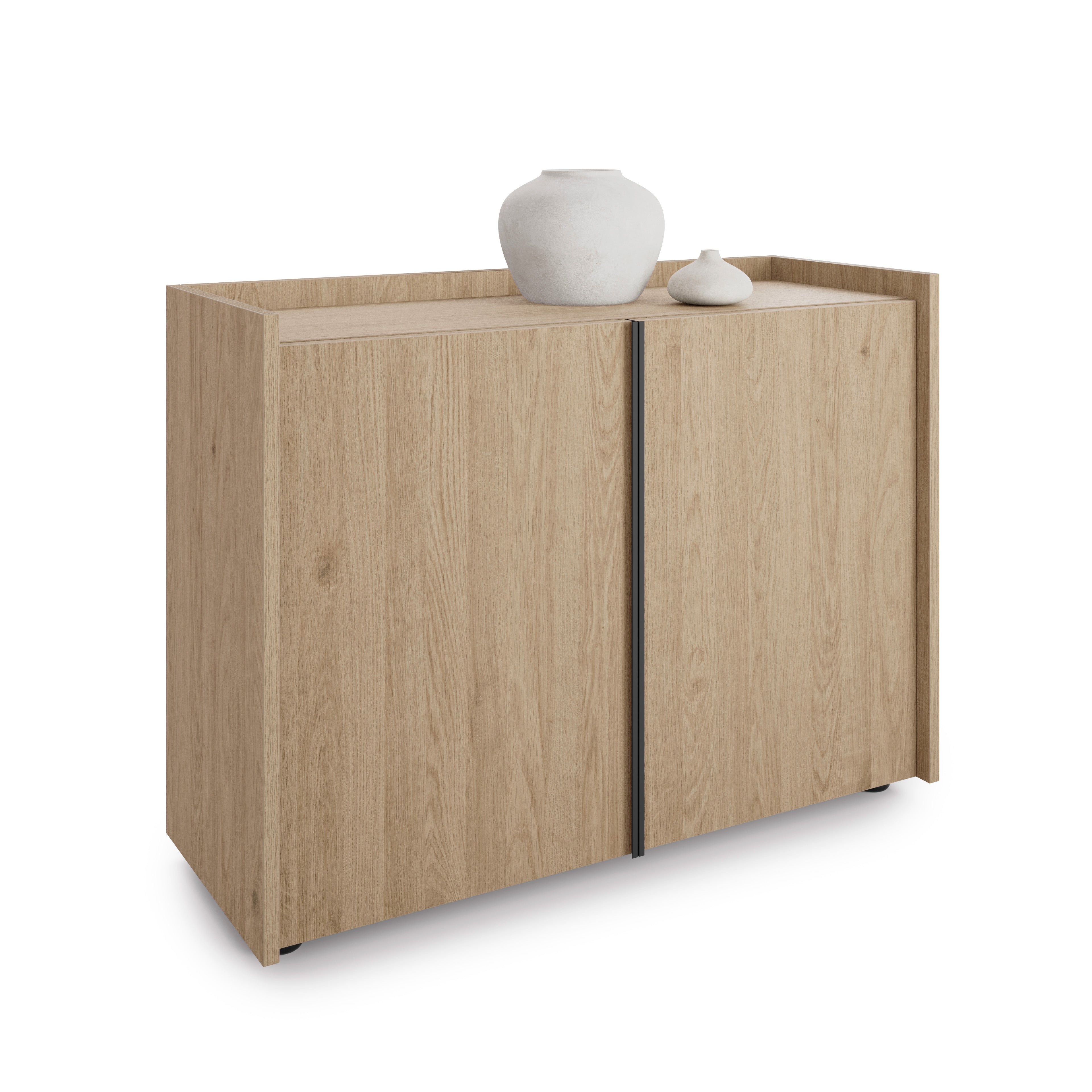 Romina Low Sideboard (36.85x14.17x27.55 in), 2 Doors, Light Oak - Detail image 2