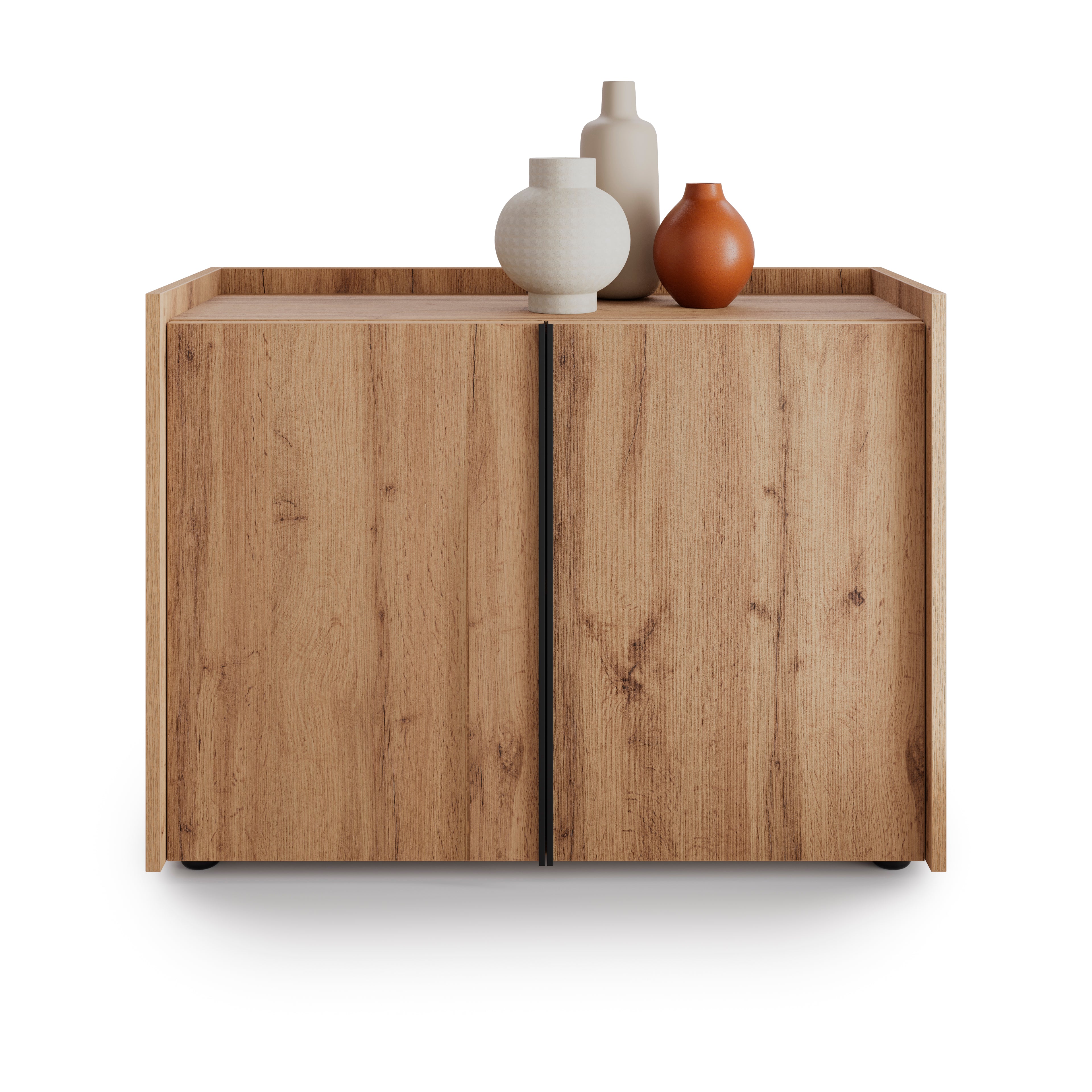 Lowboard Romina (93,6x36x70 cm), 2 Türen, Rustikale Eiche