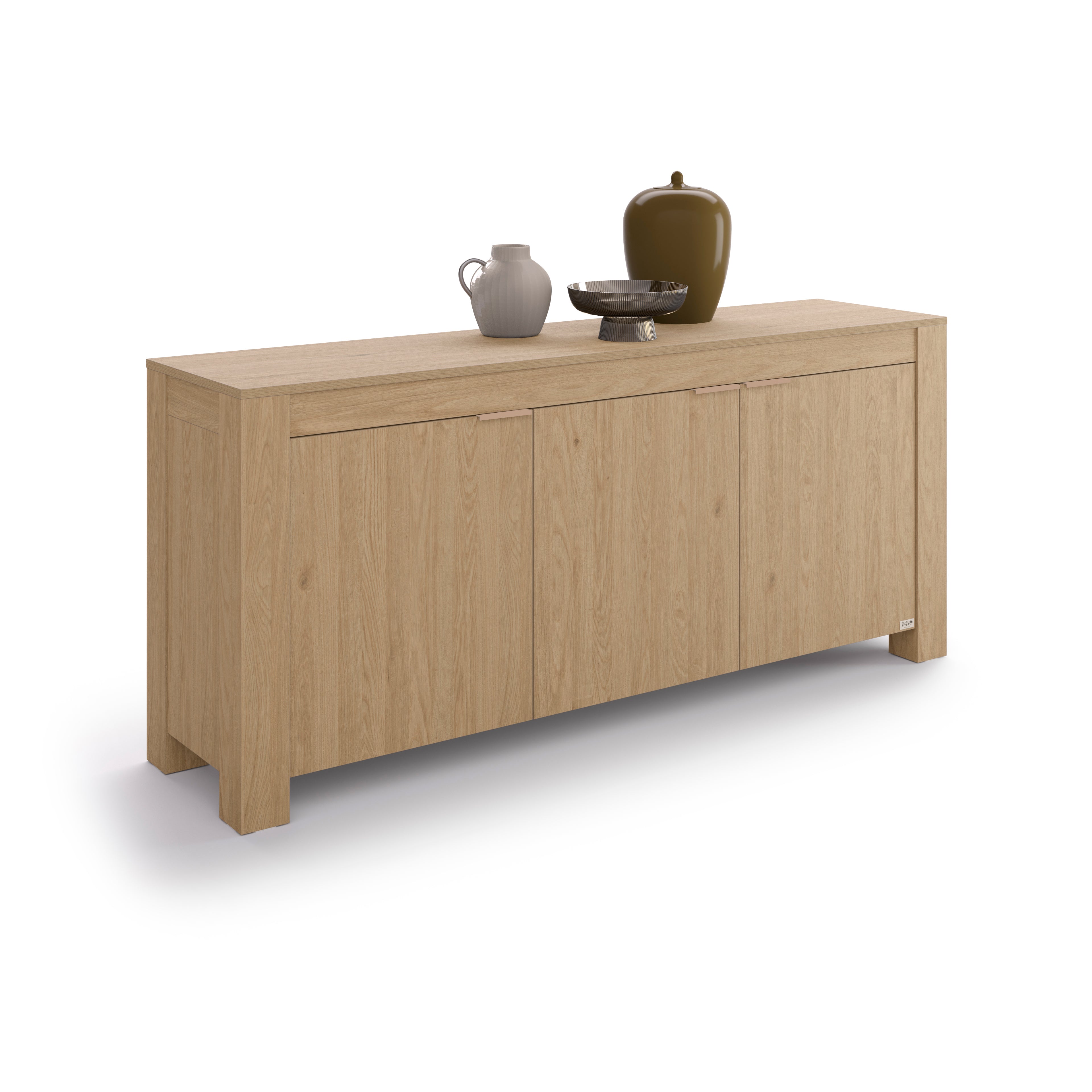 Rachele Low Sideboard with 3 Doors, (71x18x31 in), Light Oak - Detail image 2