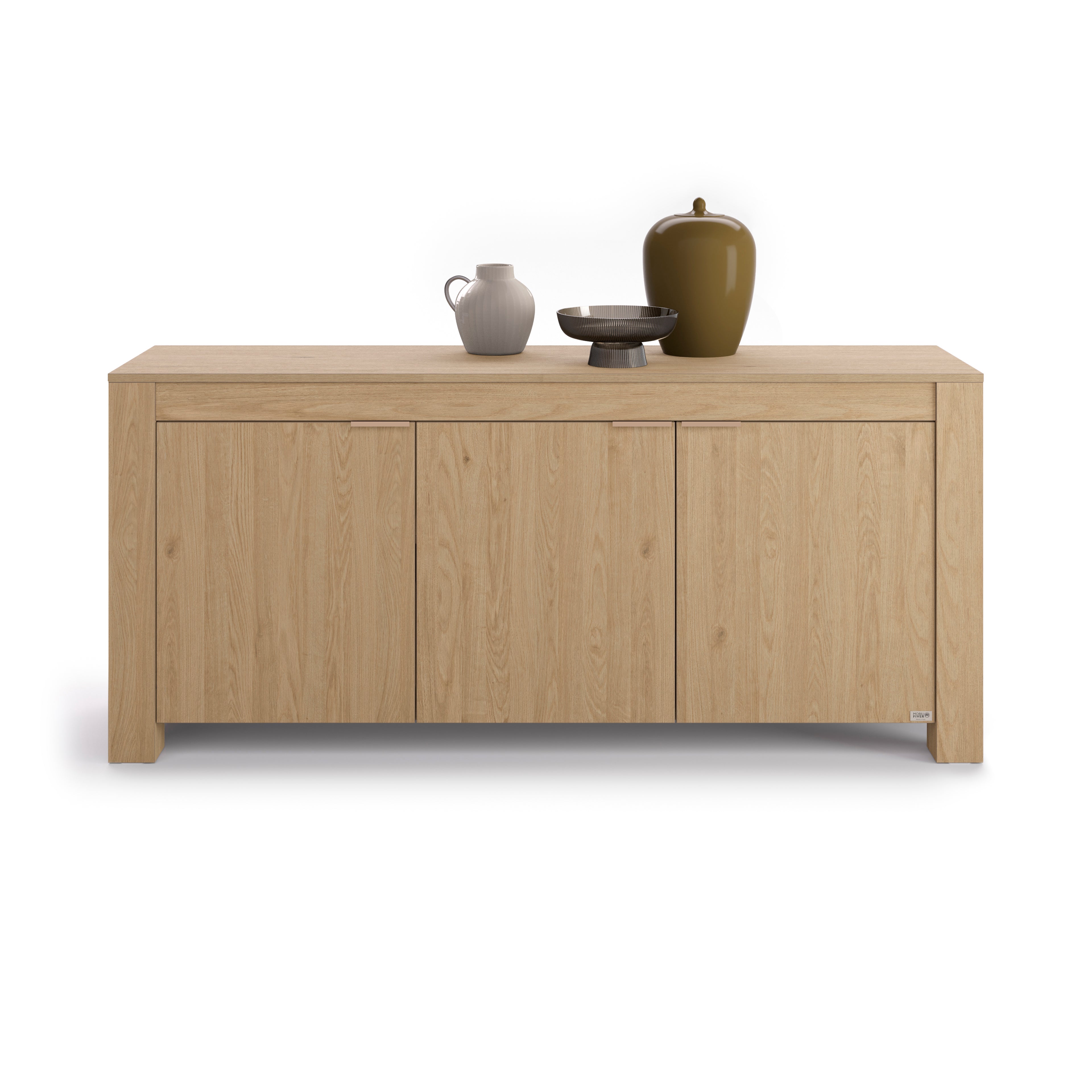 Buffet bas 3 portes Rachele, (180x45x80 cm), Chêne Clair