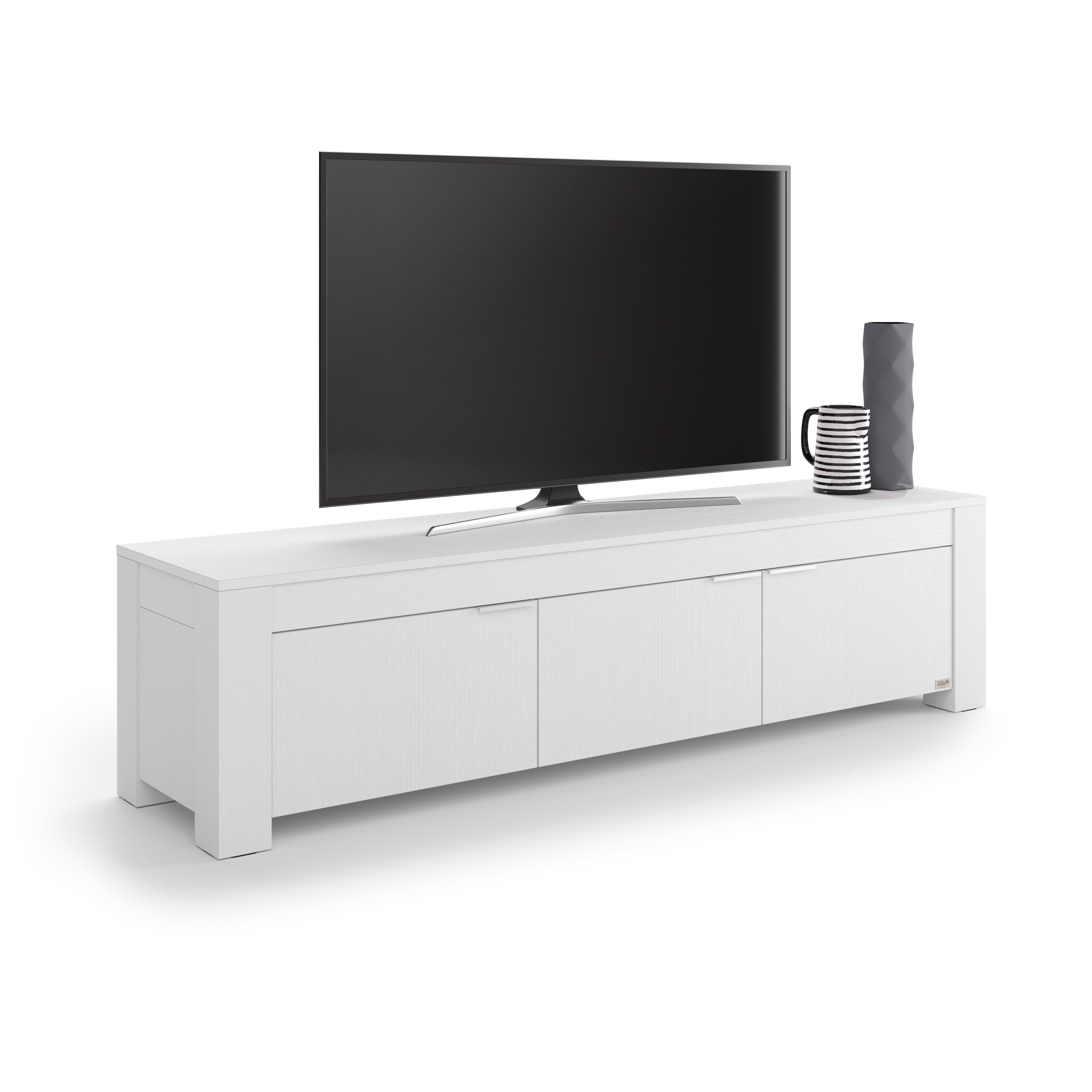 TV Stand with 3 Doors Rachele, (71x18x18 in), Ashwood White - Detail image 2