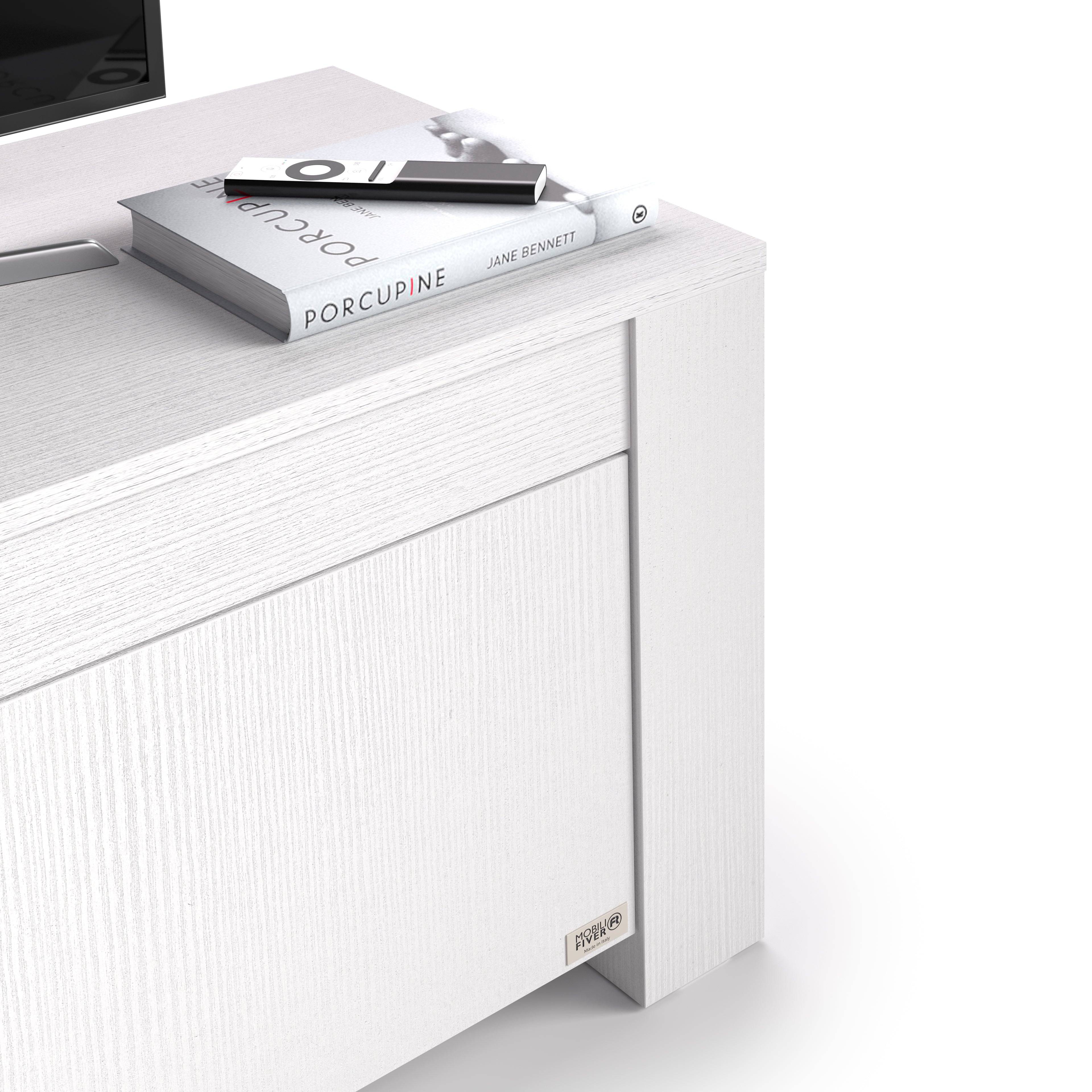 TV Stand with 3 Doors Rachele, (71x18x18 in), Ashwood White - Detail image 3