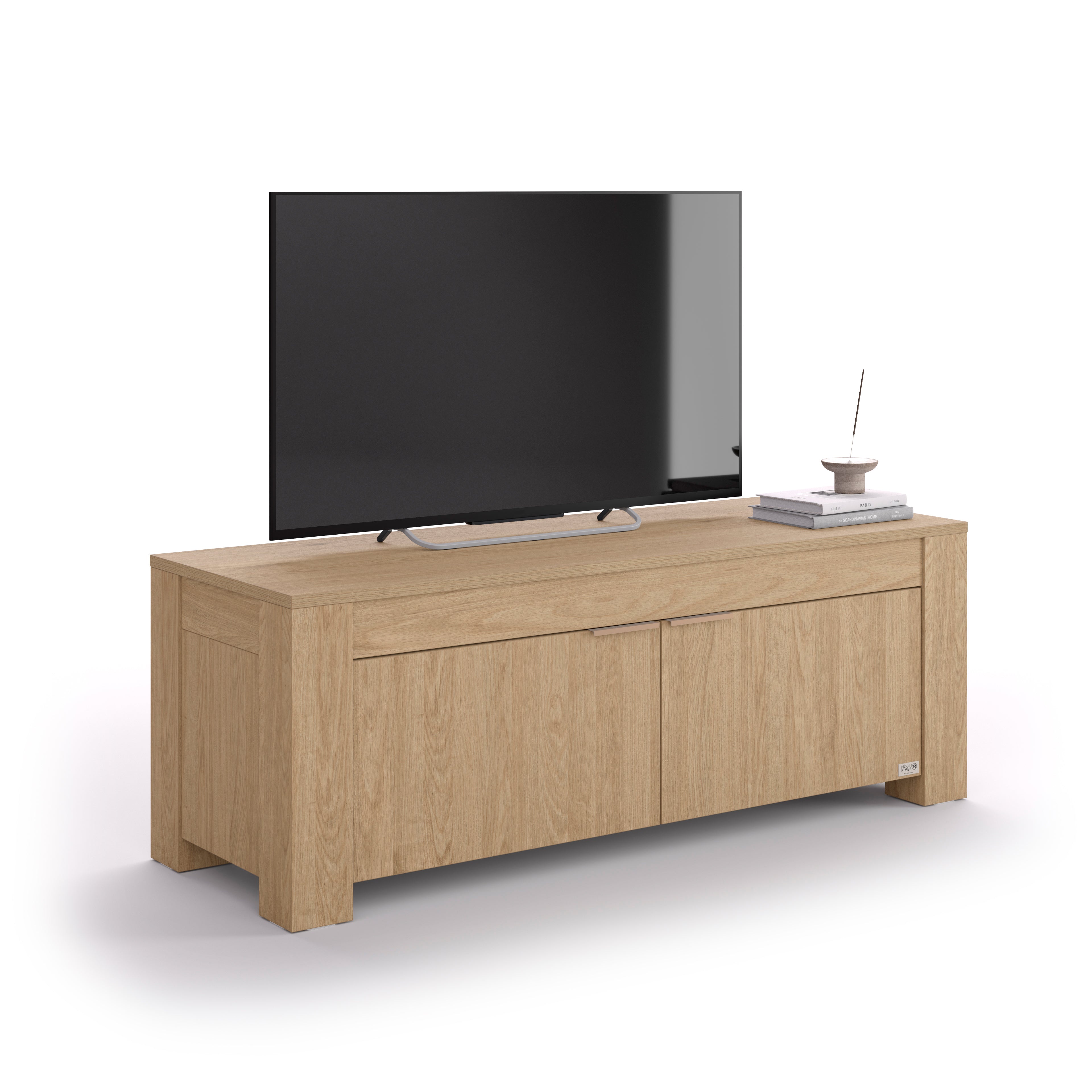 TV Stand with 2 Doors Rachele, (50x18x18 in), Light Oak - Detail image 2