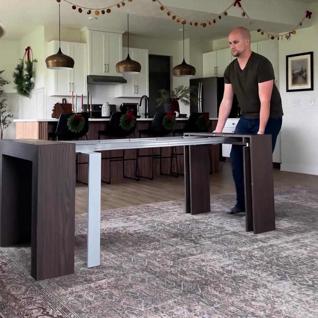 Angelica Extendable Console Table, 17.7(120.1)x35.4 in, Dark Walnut