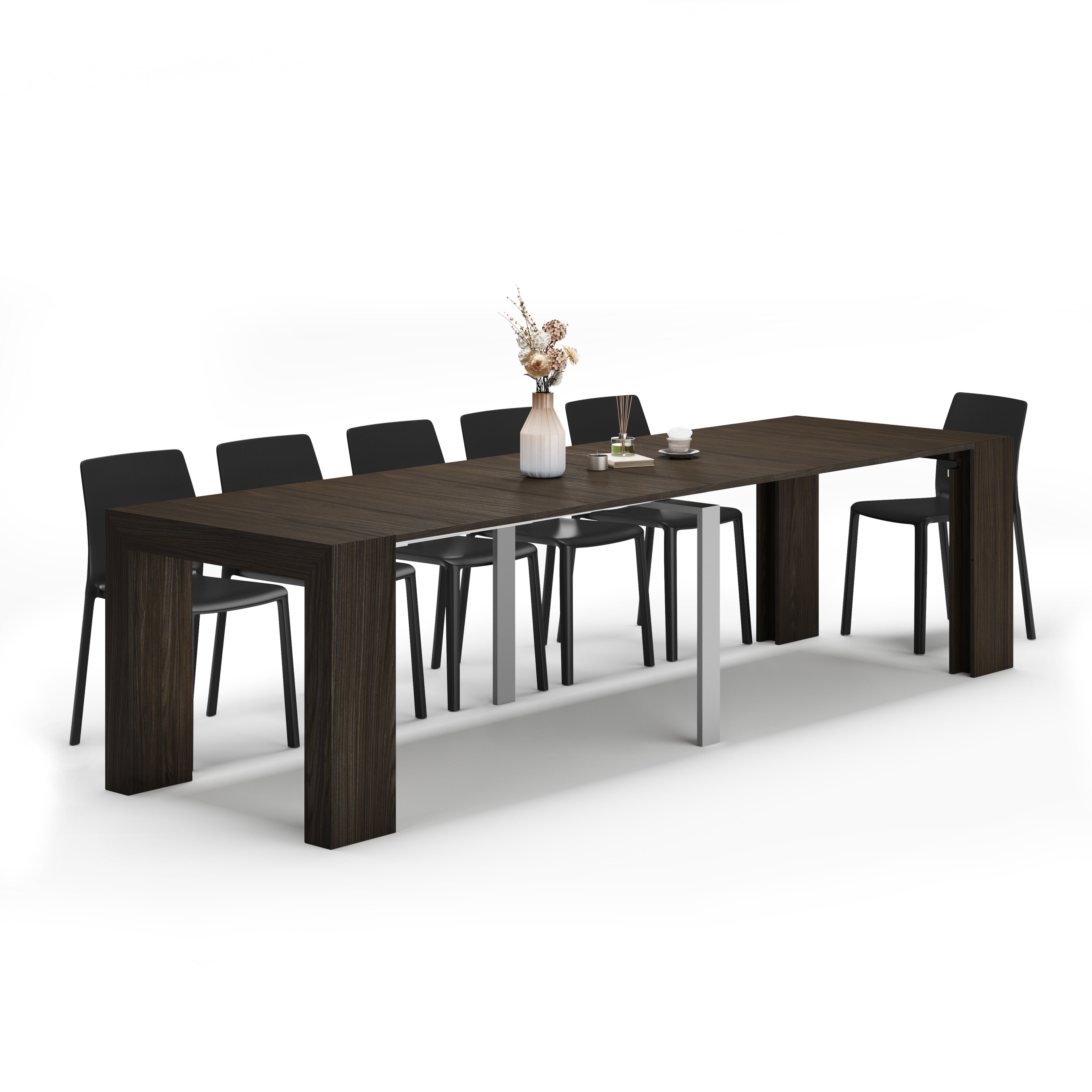 Angelica Extendable Console Table, 17.7(120.1)x35.4 in, Dark Walnut - Main image