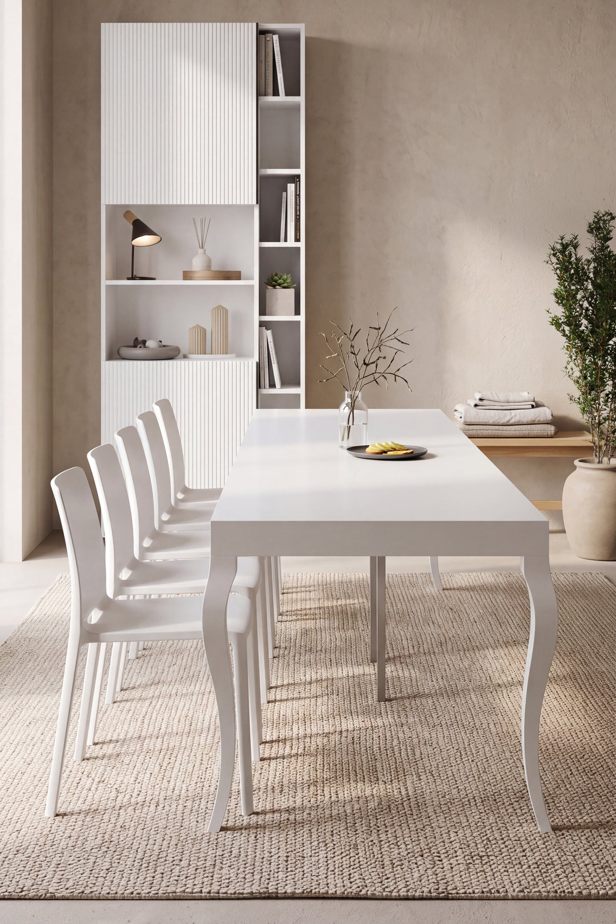Classico, Extendable Console Table, 45(310)x80 cm, Matte White - Set image 1