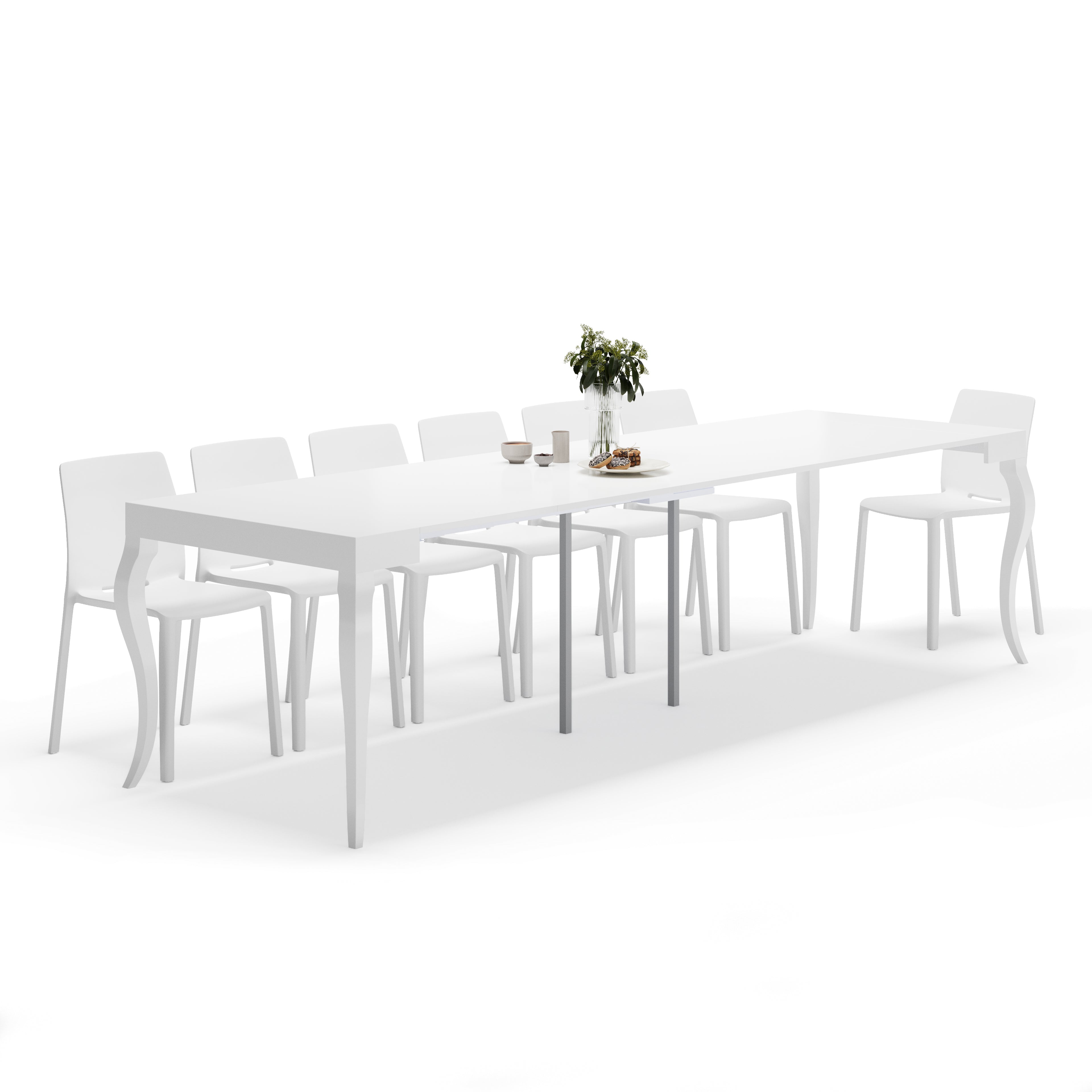 Console Extensible Classico, 45(306,2)x90 cm, Blanc Mat