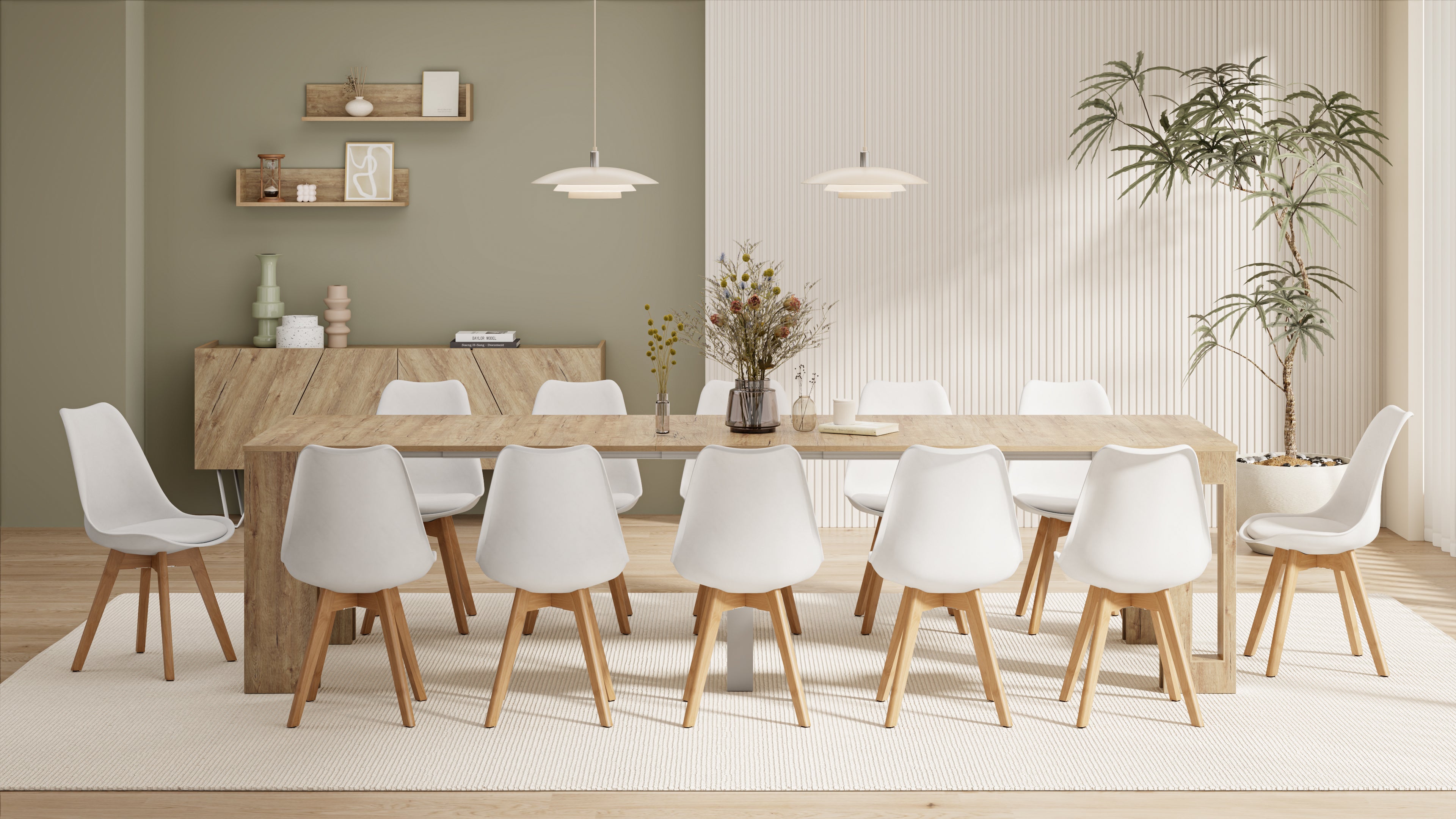 Table Console Extensible avec rallonges intégrées, Easy, 45(305)x 90 cm, Chêne - Set image 4