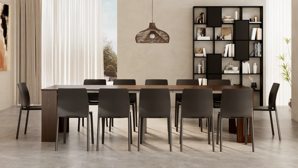 Ausziehbarer Konsolentisch Easy mit Halterung für Verlängerungsplatten, 45(305)x 90 cm, Nussbaum Canaletto - Set-Bild 2