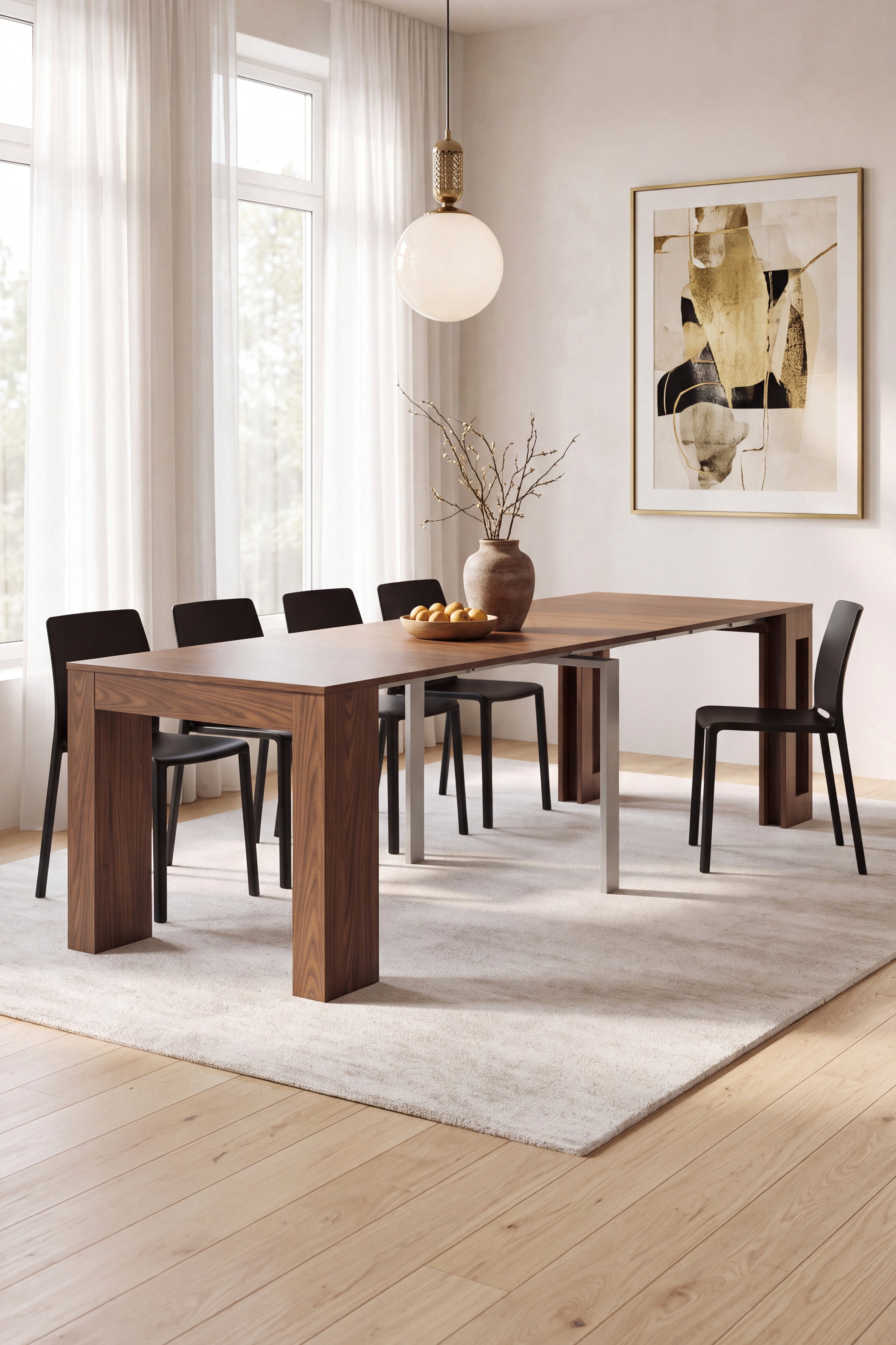 Easy, Extendable Console Table with extension leaves holder, 17.7