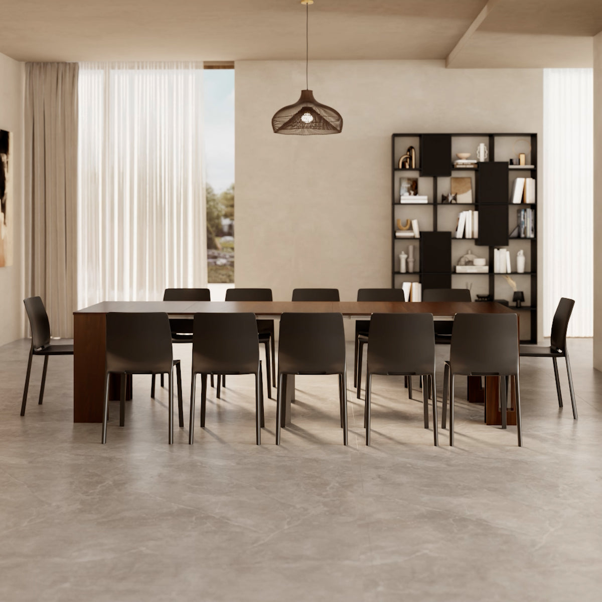 Tavolo Consolle Allungabile con porta prolunghe Easy, 45(305)x 90 cm, Noce Canaletto