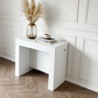 Tavolo Consolle Allungabile con porta prolunghe Easy, 45(305)x 90 cm, Bianco Frassino