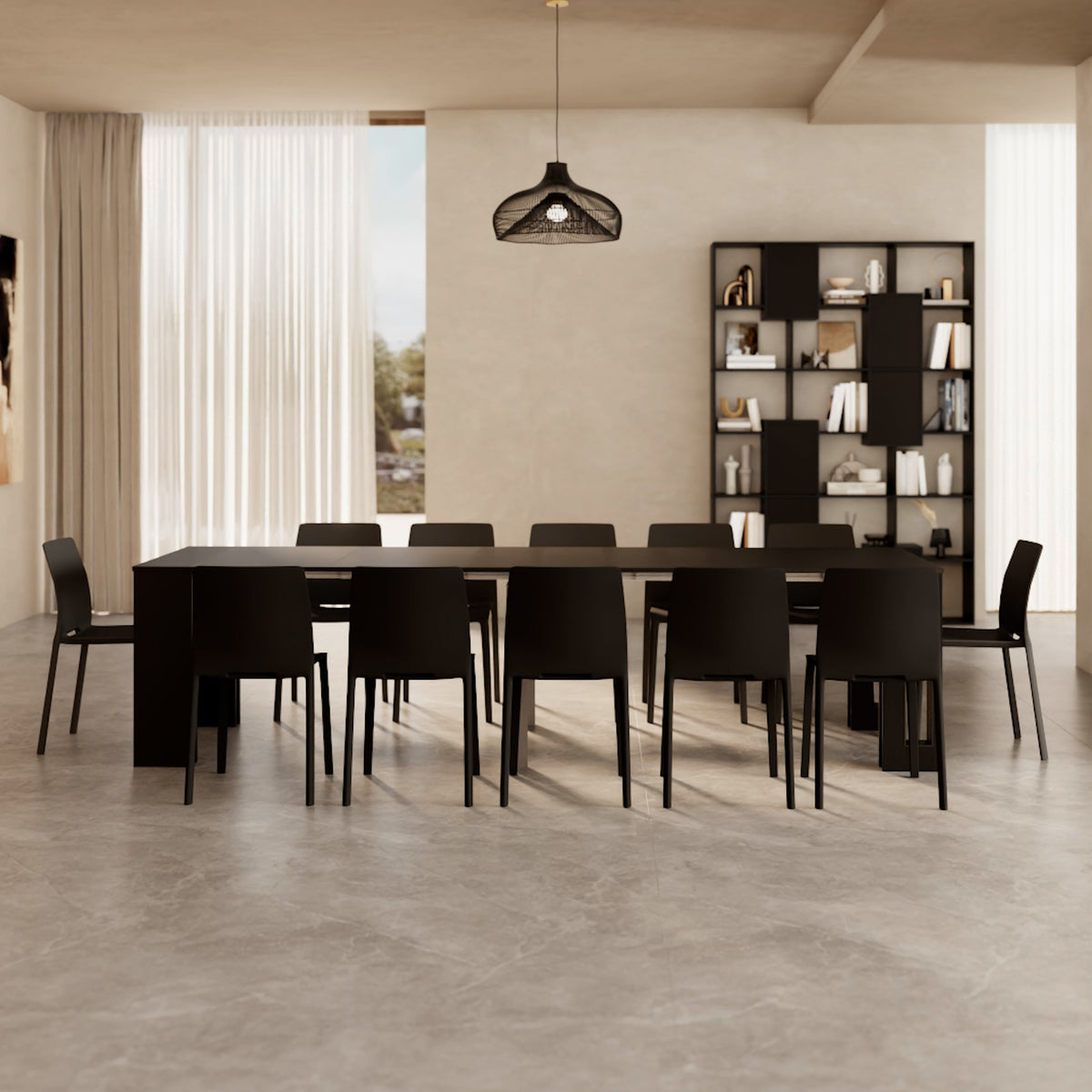 Table Console Extensible avec rallonges intégrées, Easy, 45(305)x 90 cm, Frêne noir