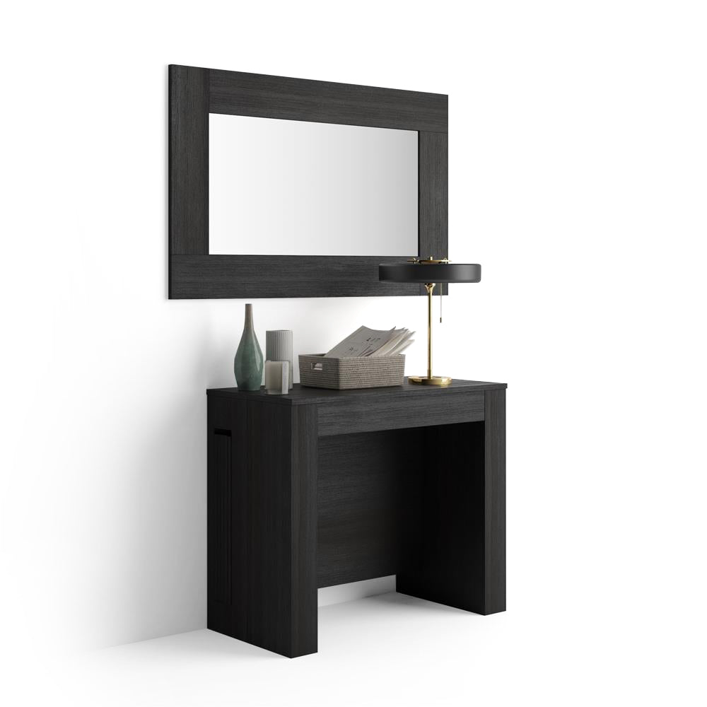 Table Console Extensible avec rallonges intégrées, Easy, 45(305)x 90 cm, Frêne noir - Detail image 1