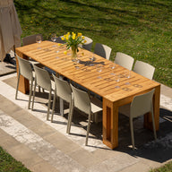 Easy, Console Extensible d'Extérieur avec rallonges intégrées, 45(305)x 90 cm, Couleur Teck