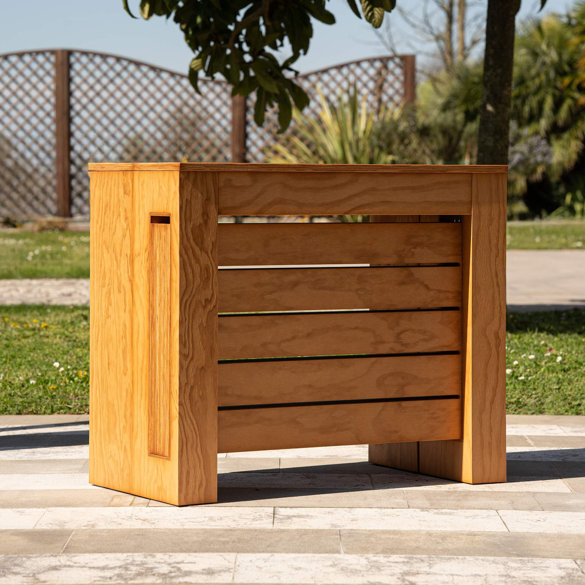 Easy, Consola de Exterior Extensível com Porta Extensões, 45(305)x90 cm, Cor Teak
