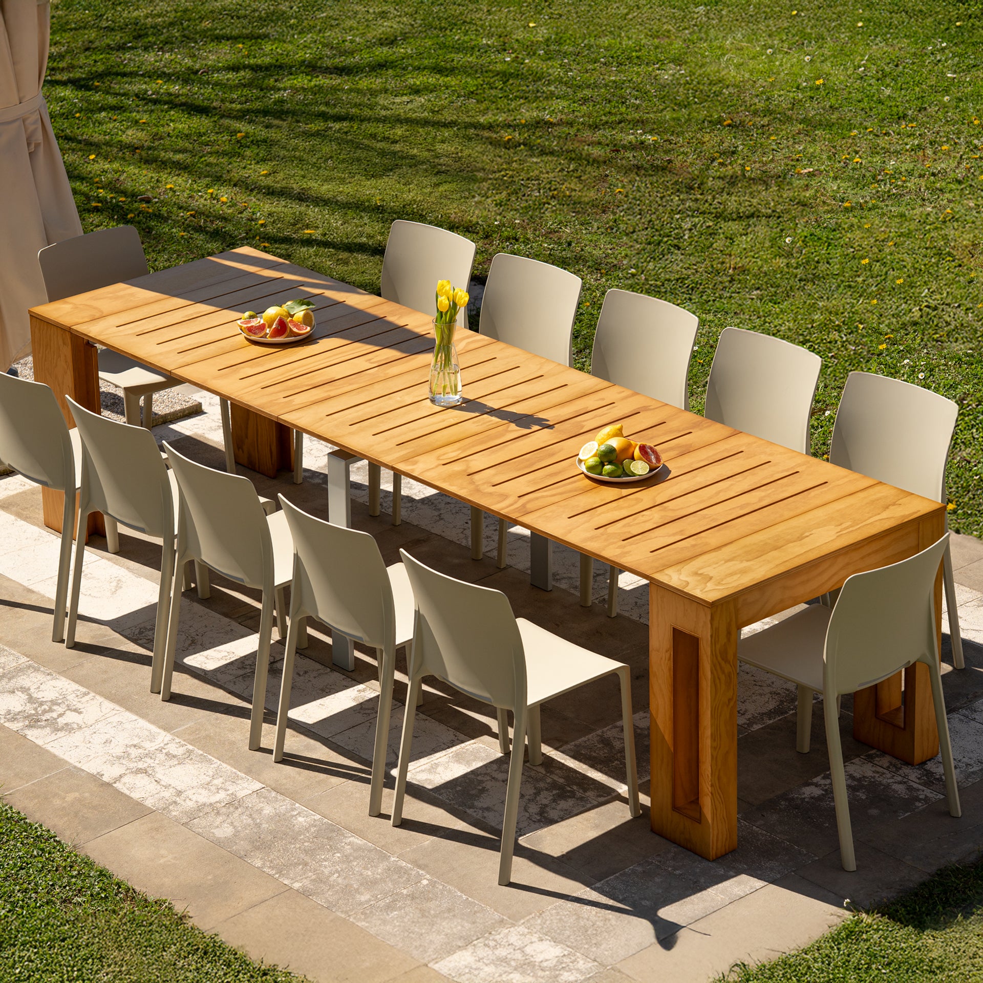 Easy, Console Extensible d'Extérieur avec rallonges intégrées, 45(305)x 90 cm, Couleur Teck