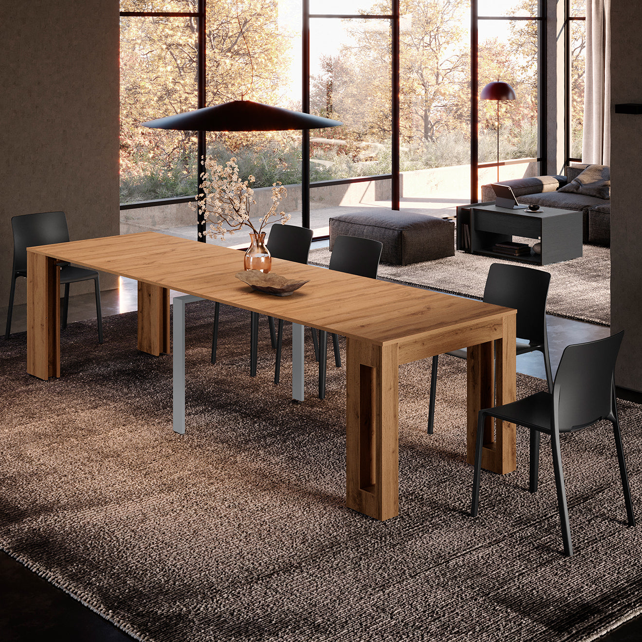 Table Console Extensible avec rallonges intégrées, Easy, 45(305)x 90 cm, Bois Rustique - Set image 5