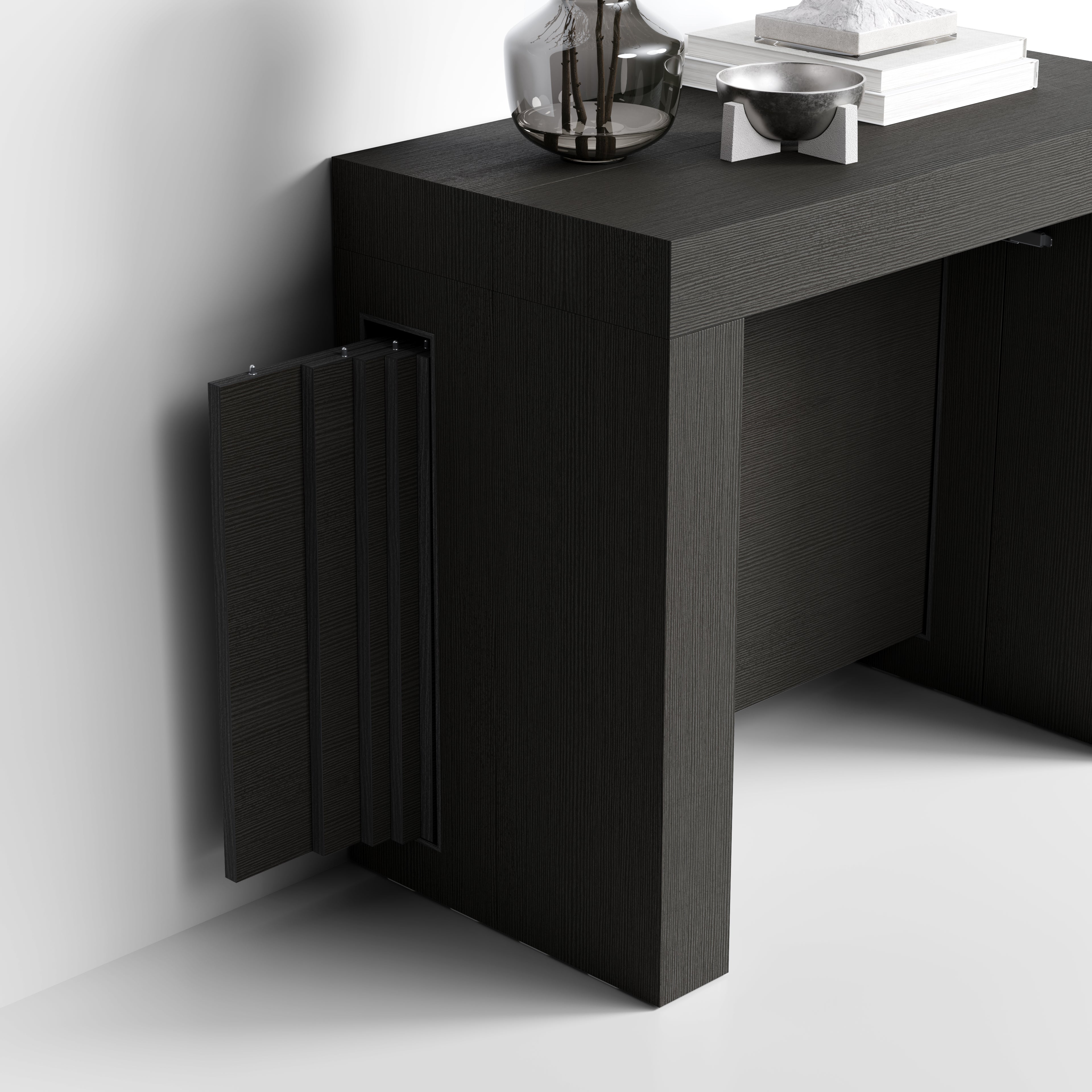 Evolution, Extendable Console Table with extension leaves holder 45(305)x80 cm, Ashwood Black - Detail image 2