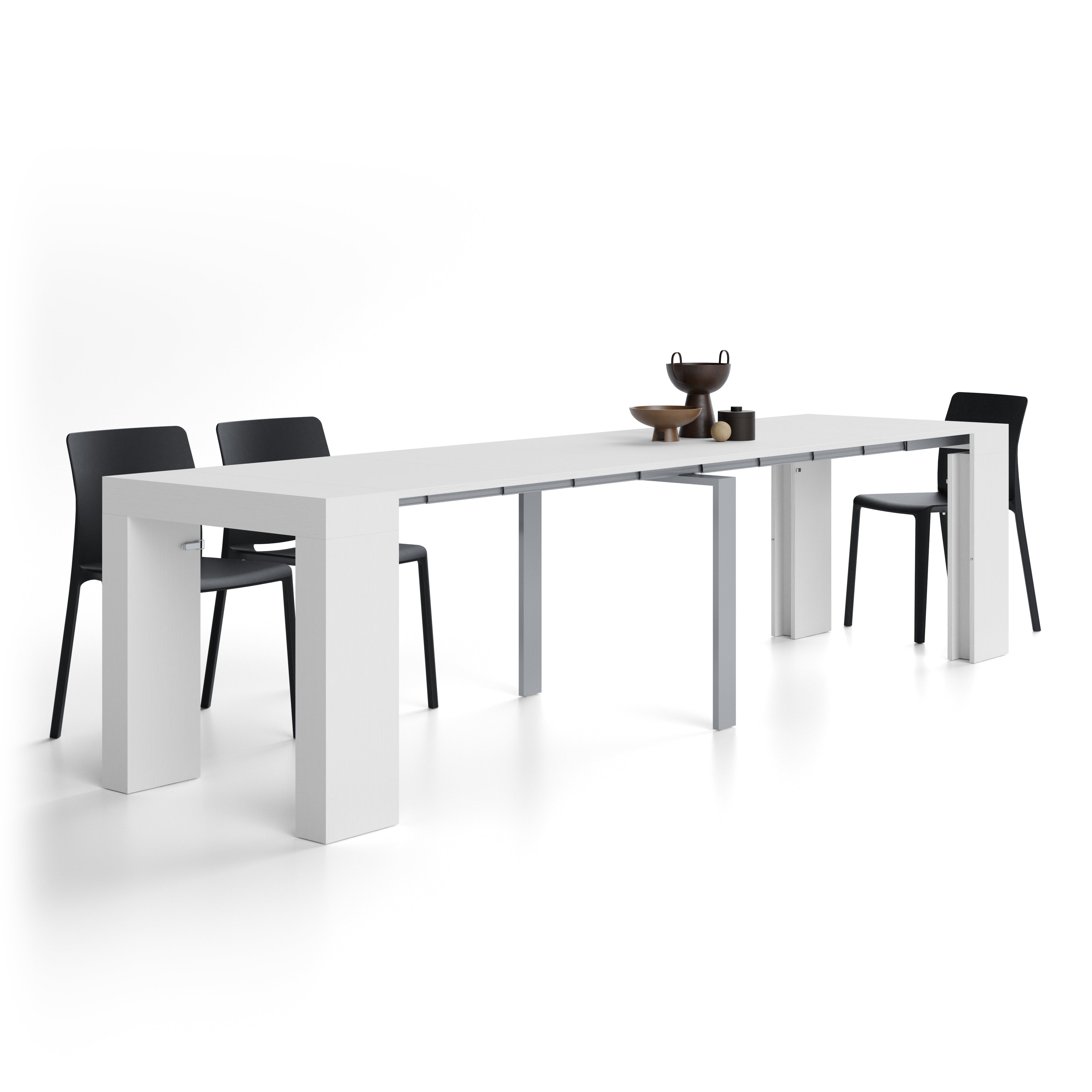 Tavolo Consolle Allungabile Evolution, 45(305)x80, Bianco Frassino