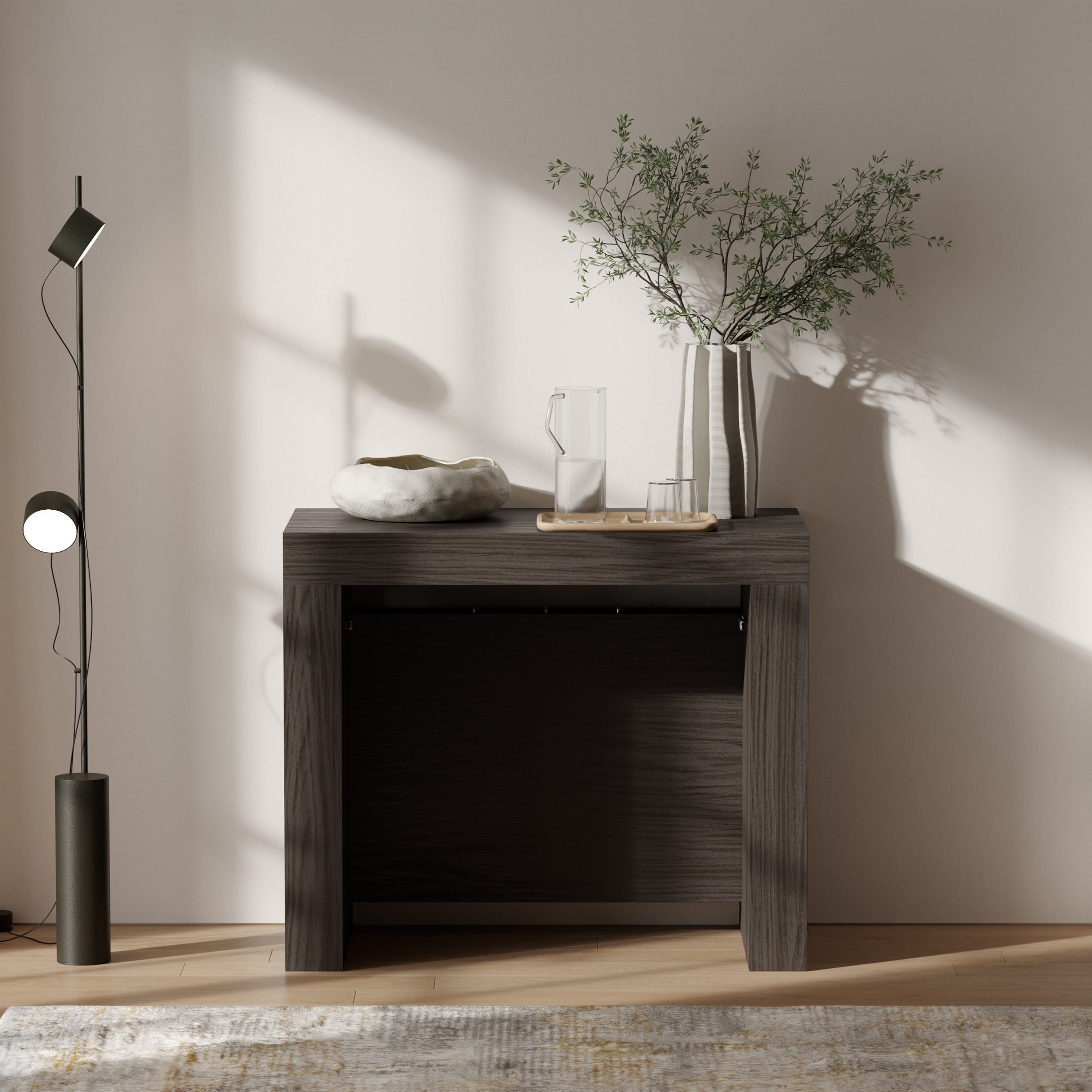 Evolution, Extendable Console Table with extension leaves holder