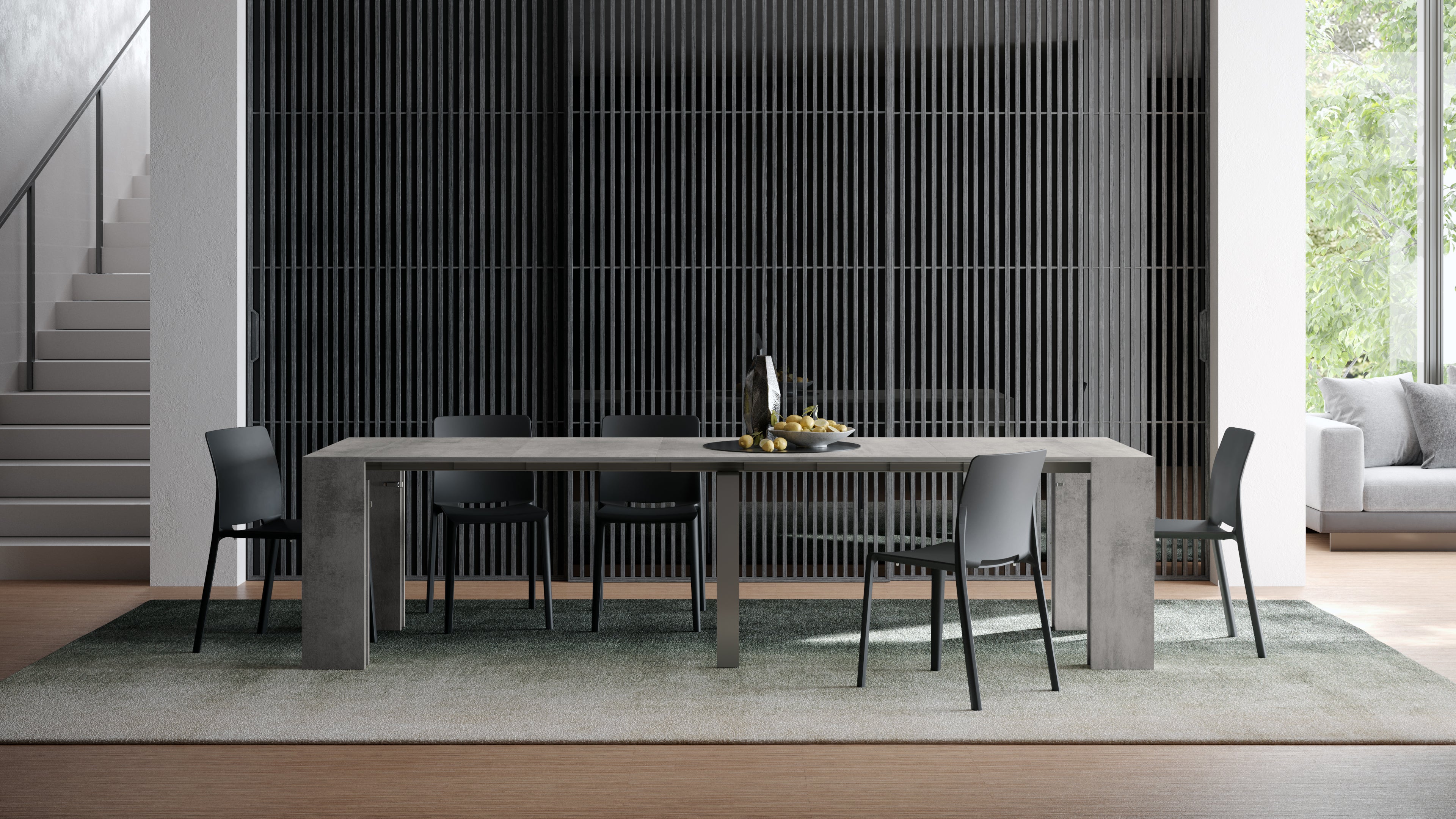 Evolution, Extendable Console Table 45(305)x90 cm, Concrete Grey Effect - Set image 2