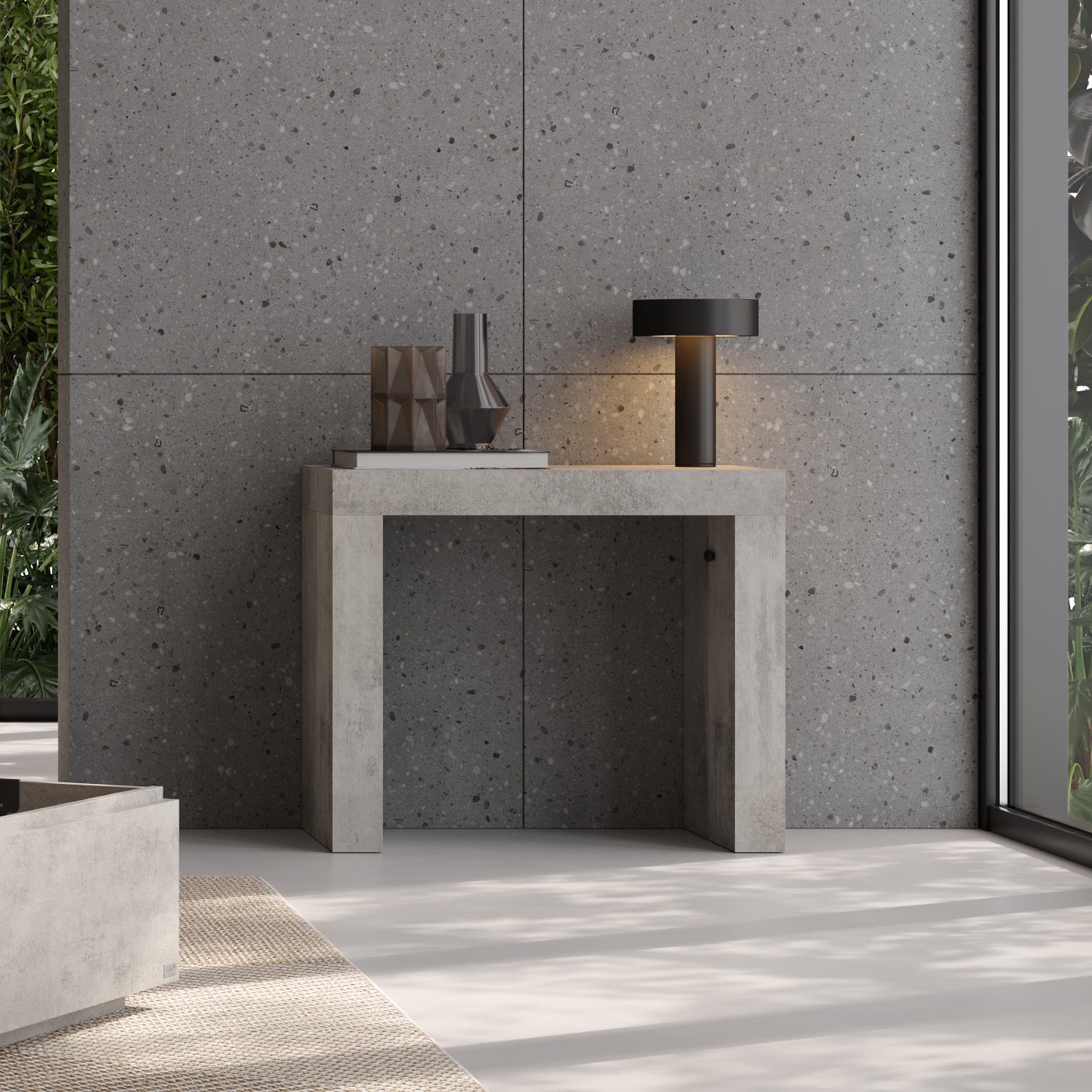Evolution, Extendable Console Table 45(305)x90 cm, Concrete Grey Effect - Set image 1