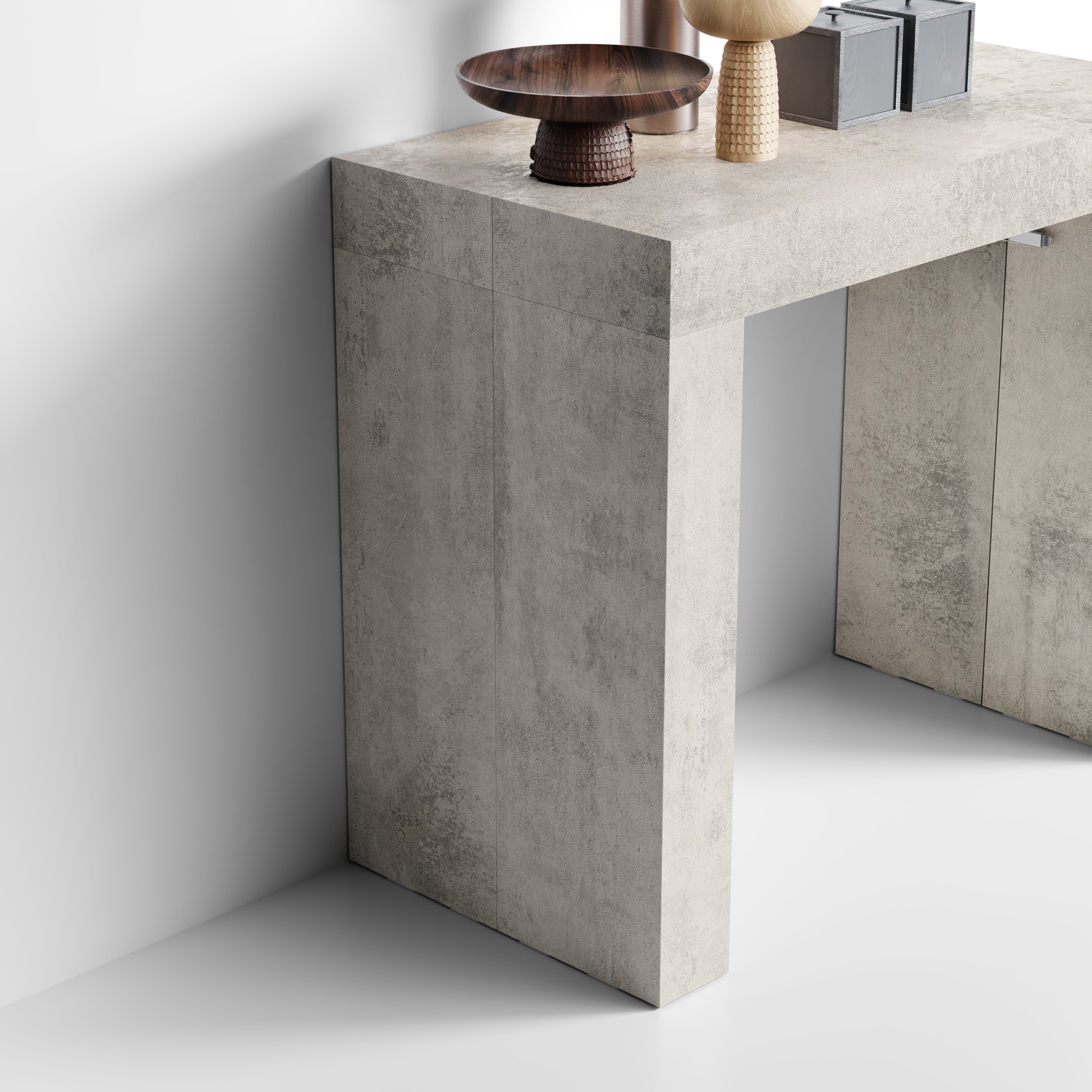 Evolution, Extendable Console Table 45(305)x90 cm, Concrete Grey Effect - Detail image 2