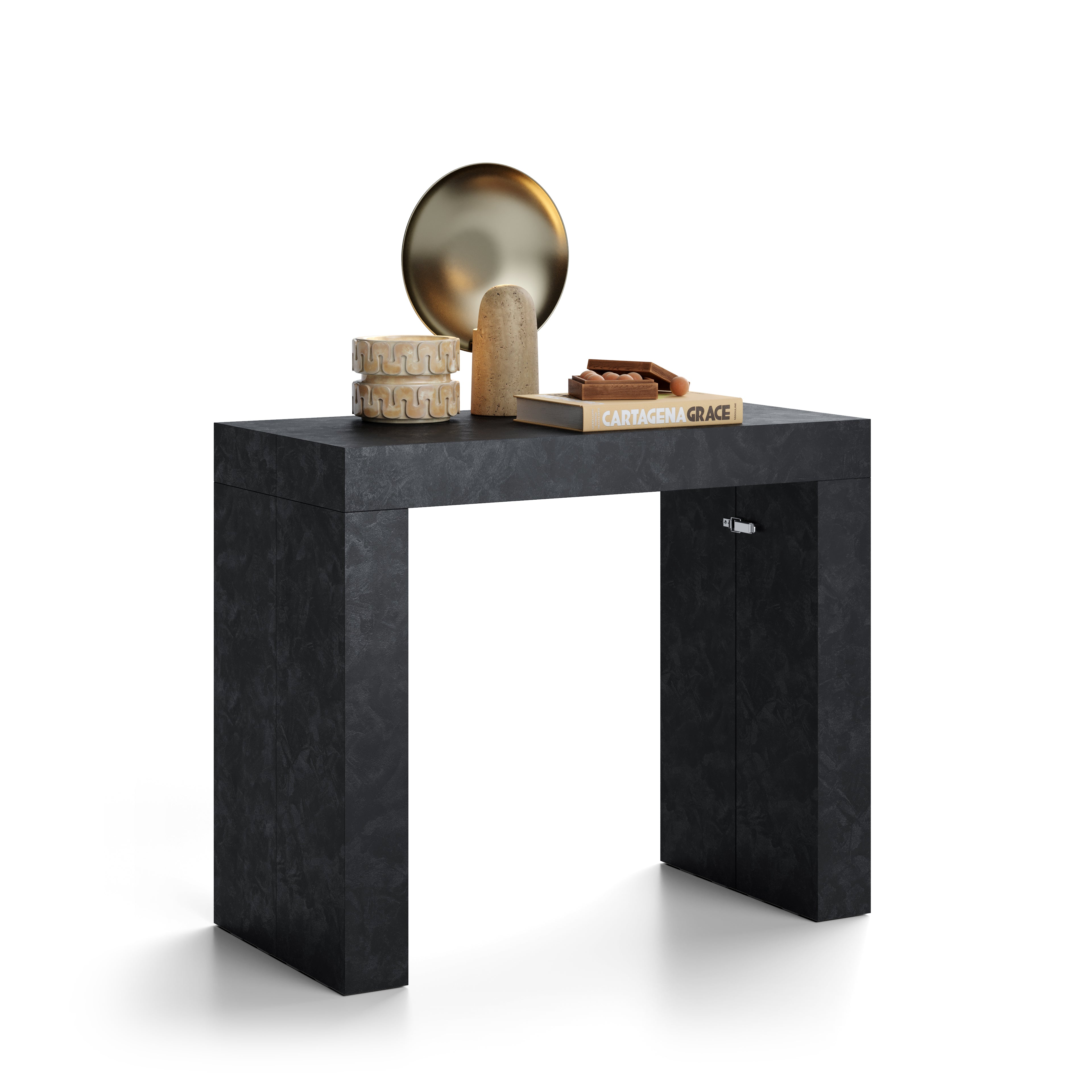 Table Console Extensible Evolution, 45(305)x90 cm, Noir Béton - Detail image 1