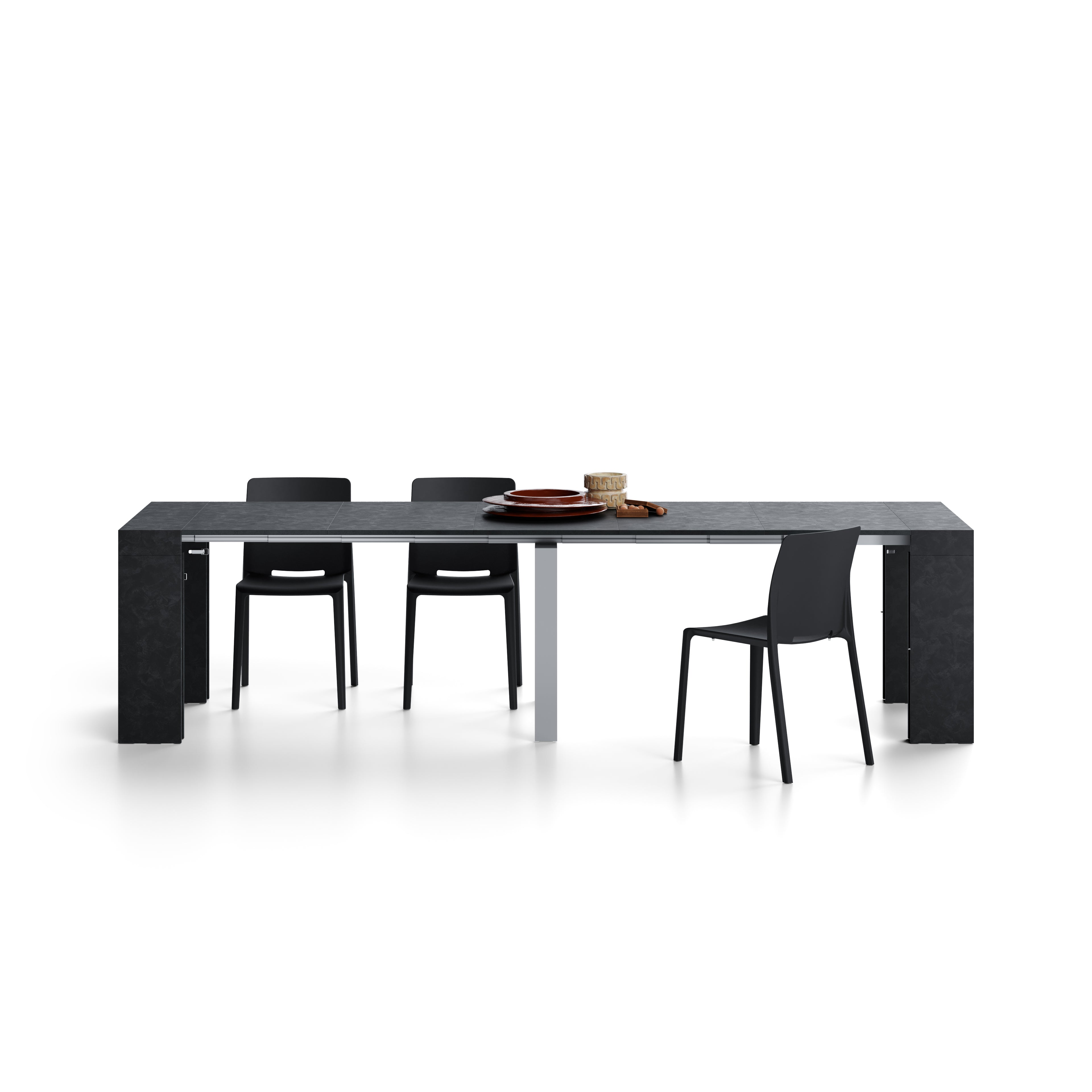 Table Console Extensible Evolution, 45(305)x90 cm, Noir Béton - Detail image 3