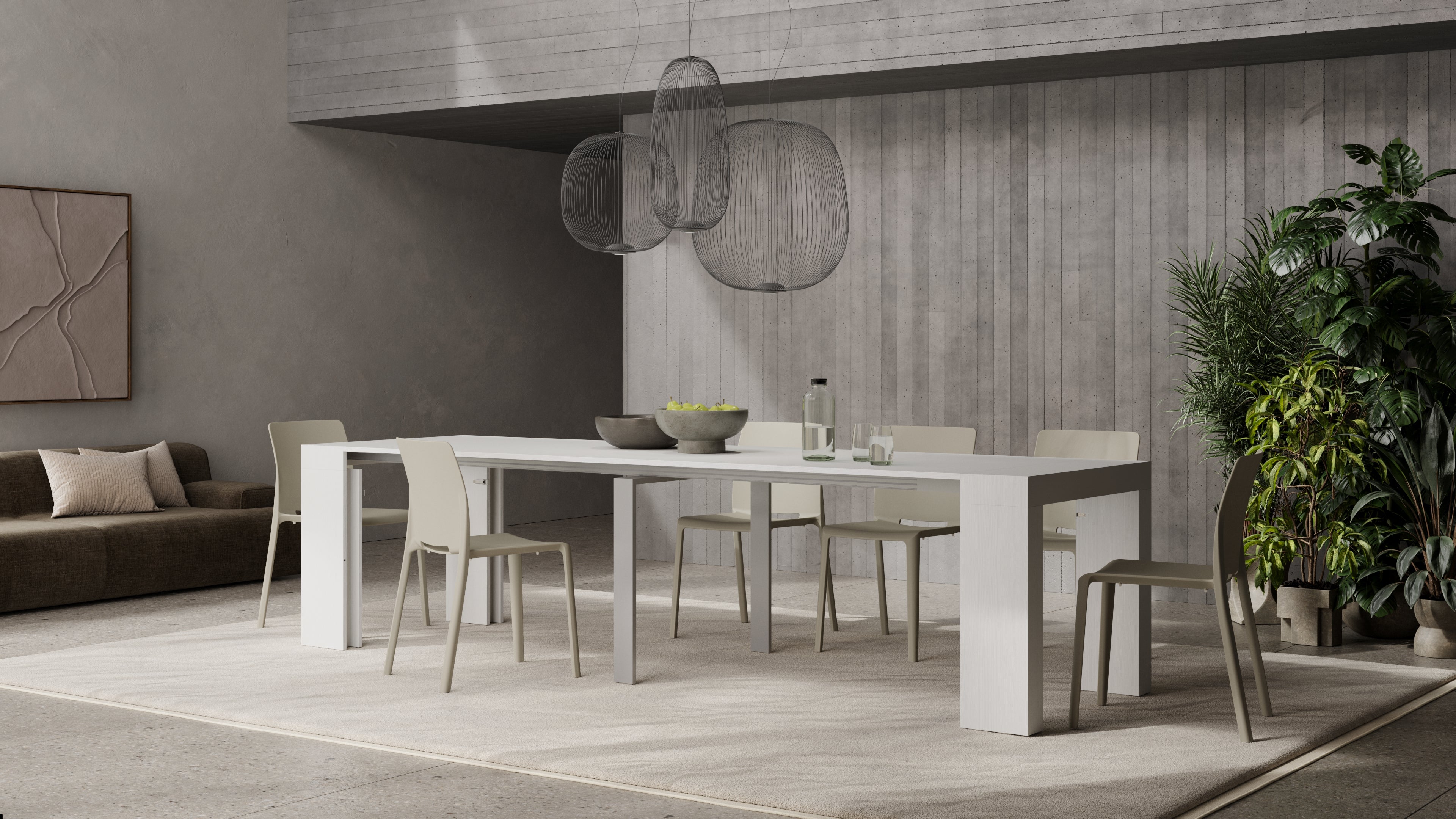 Uitschuifbare Consoletafel Evolution, 45(305)x90 cm, Wit Essen - Set image 2