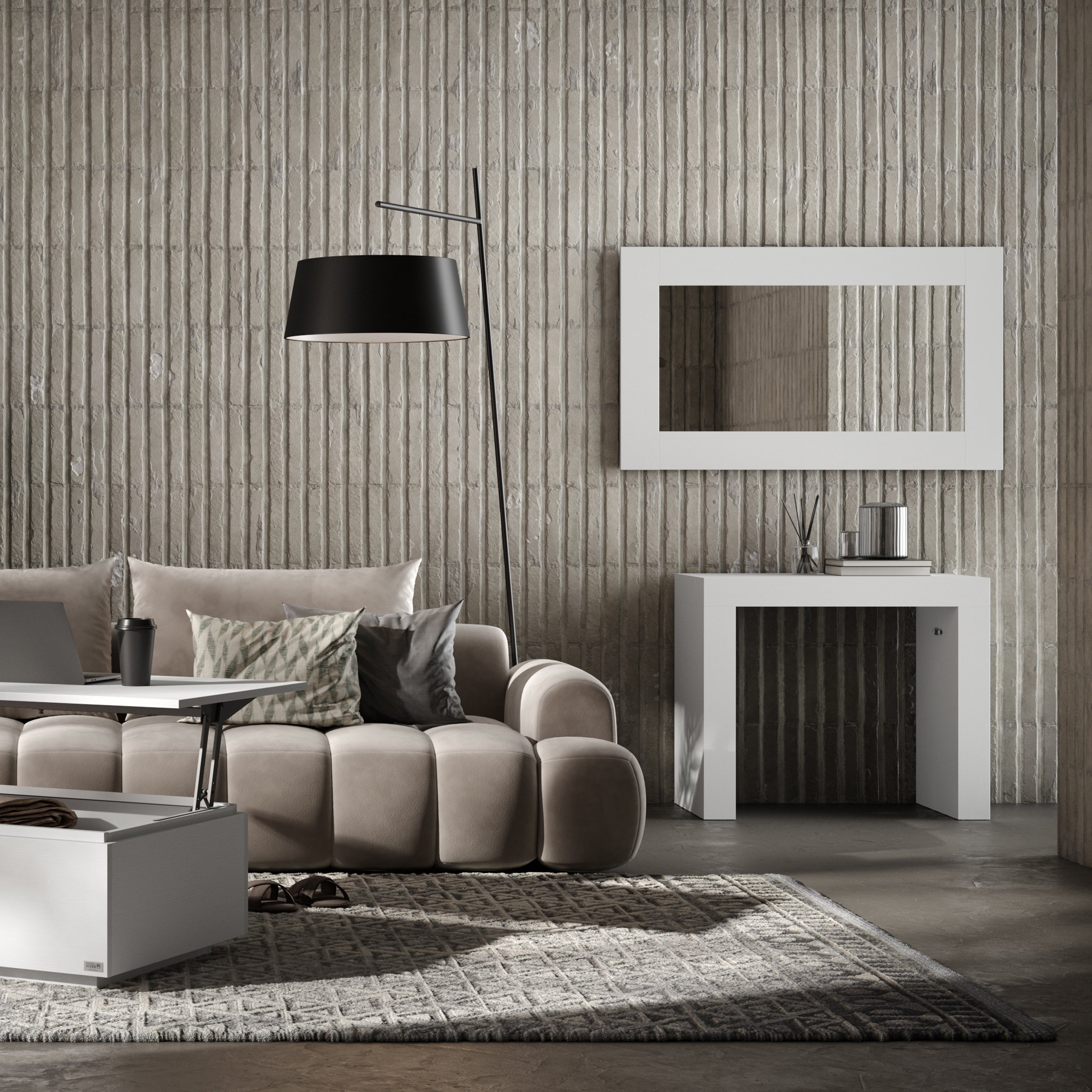 Uitschuifbare Consoletafel Evolution, 45(305)x90 cm, Wit Essen - Set image 4