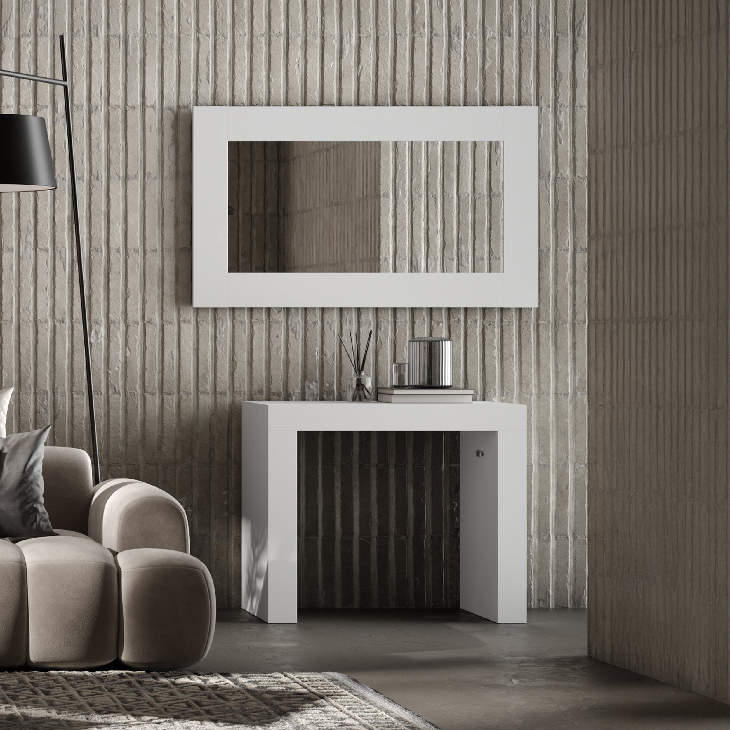 Uitschuifbare Consoletafel Evolution, 45(305)x90 cm, Wit Essen - Set image 1