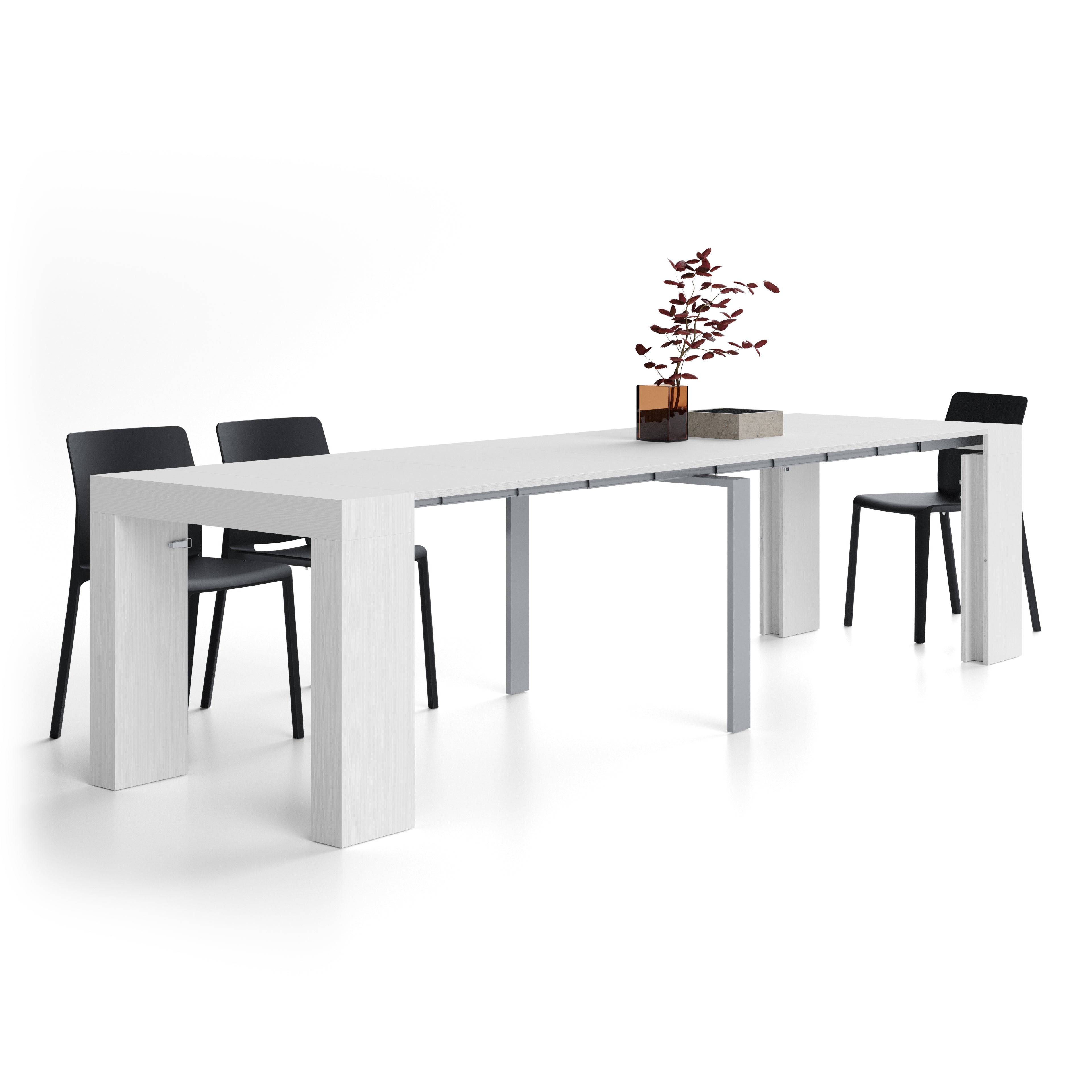 Table Console Extensible Evolution, 45(305)x90 cm, Frêne Blanc