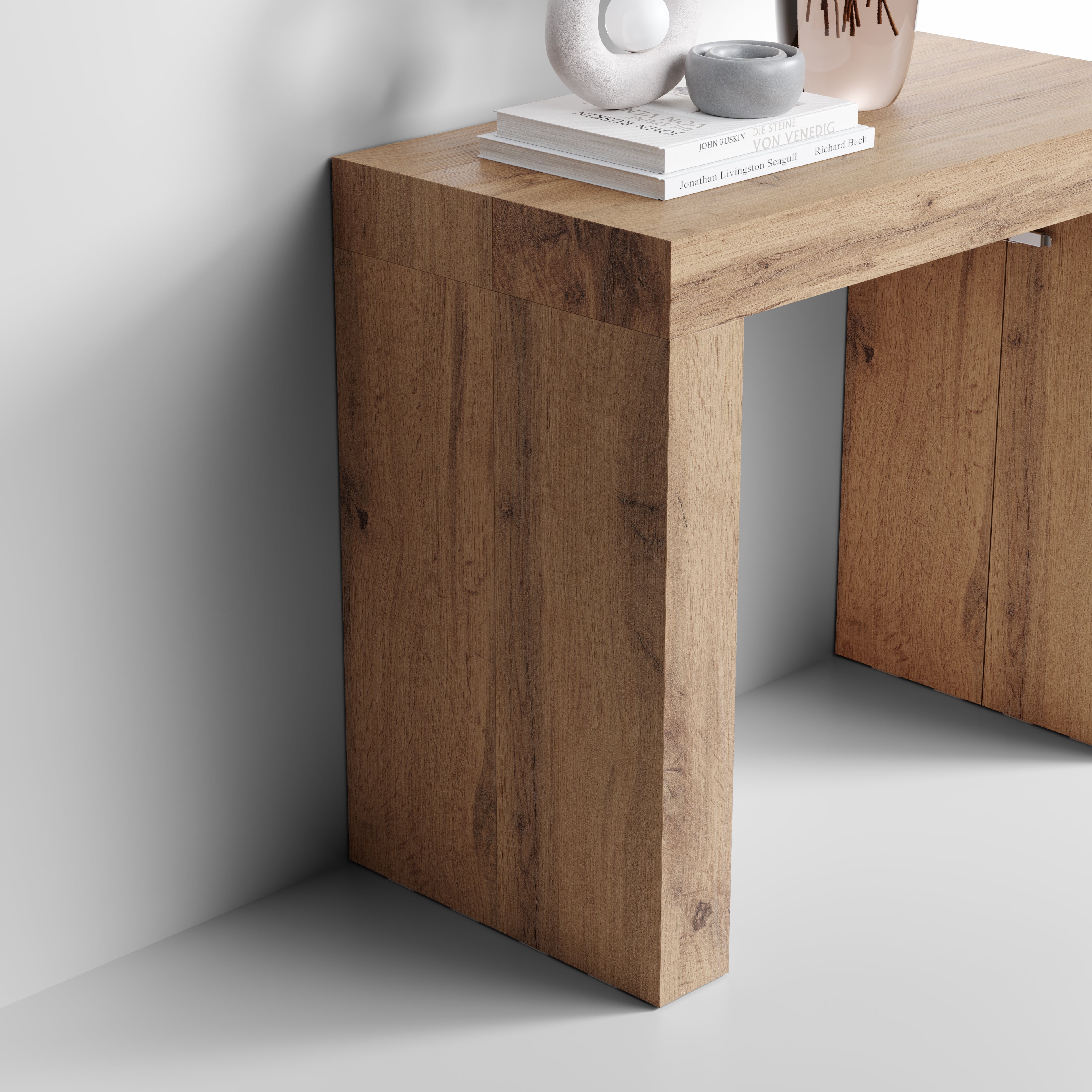 Table Console Extensible Evolution, 45(305)x90 cm, Bois Rustique - Detail image 2