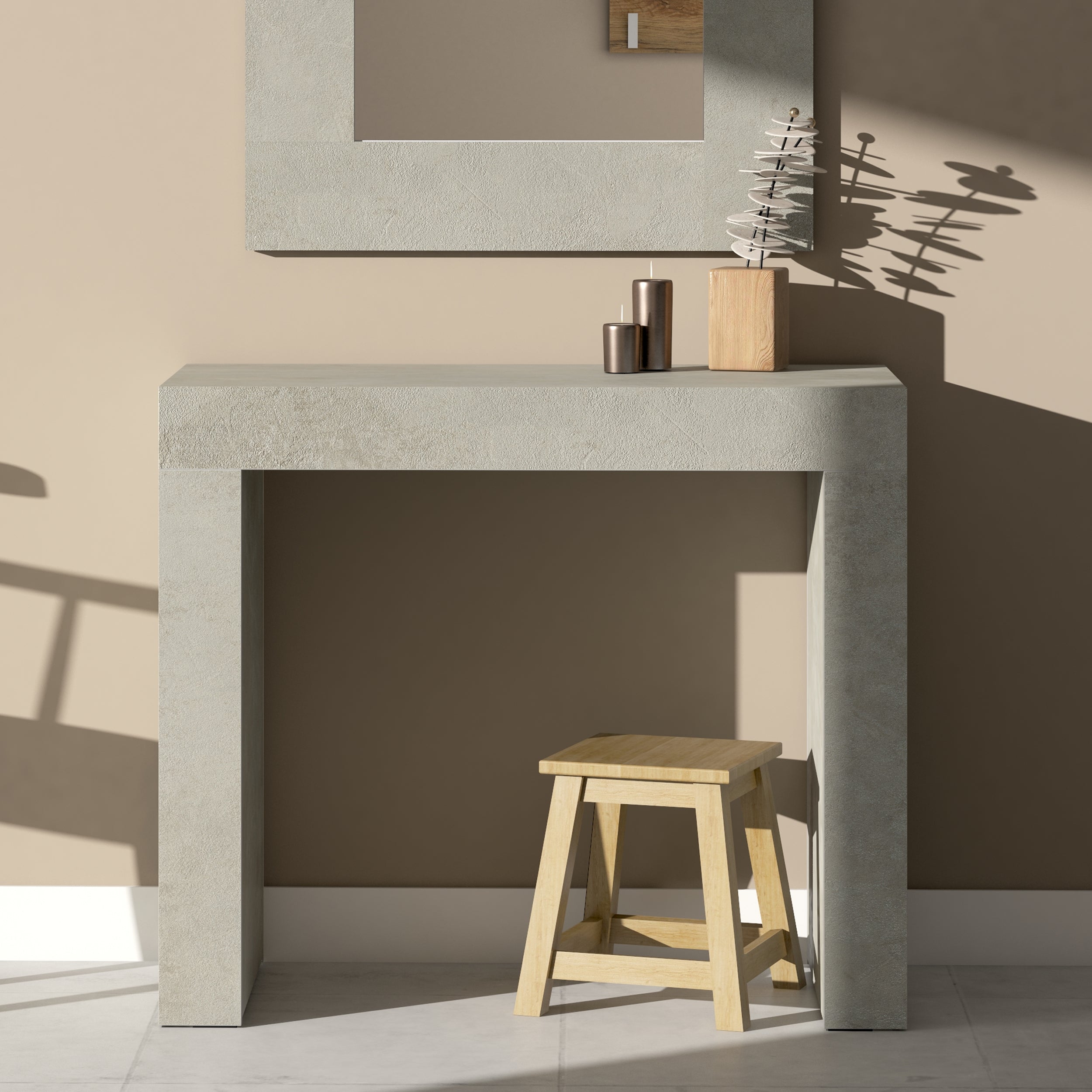 Console d'Entrée Evolution 90x40, Gris Béton - Set image 1